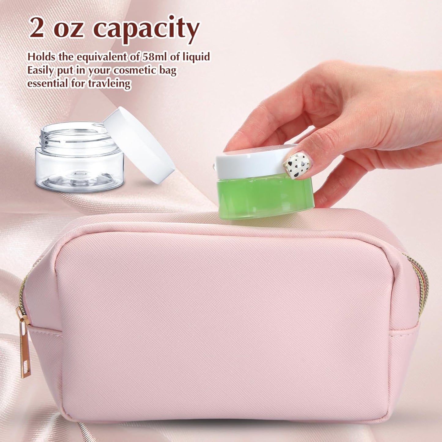 SATINIOR 200 Pcs 2 oz Empty Plastic Jars Round Clear Cosmetic Container Jars with Lids Small Makeup Clear Jars with Lids for Travel Storage Lotion Cream Eye Shadow Jewelry Paint Ointments Samples