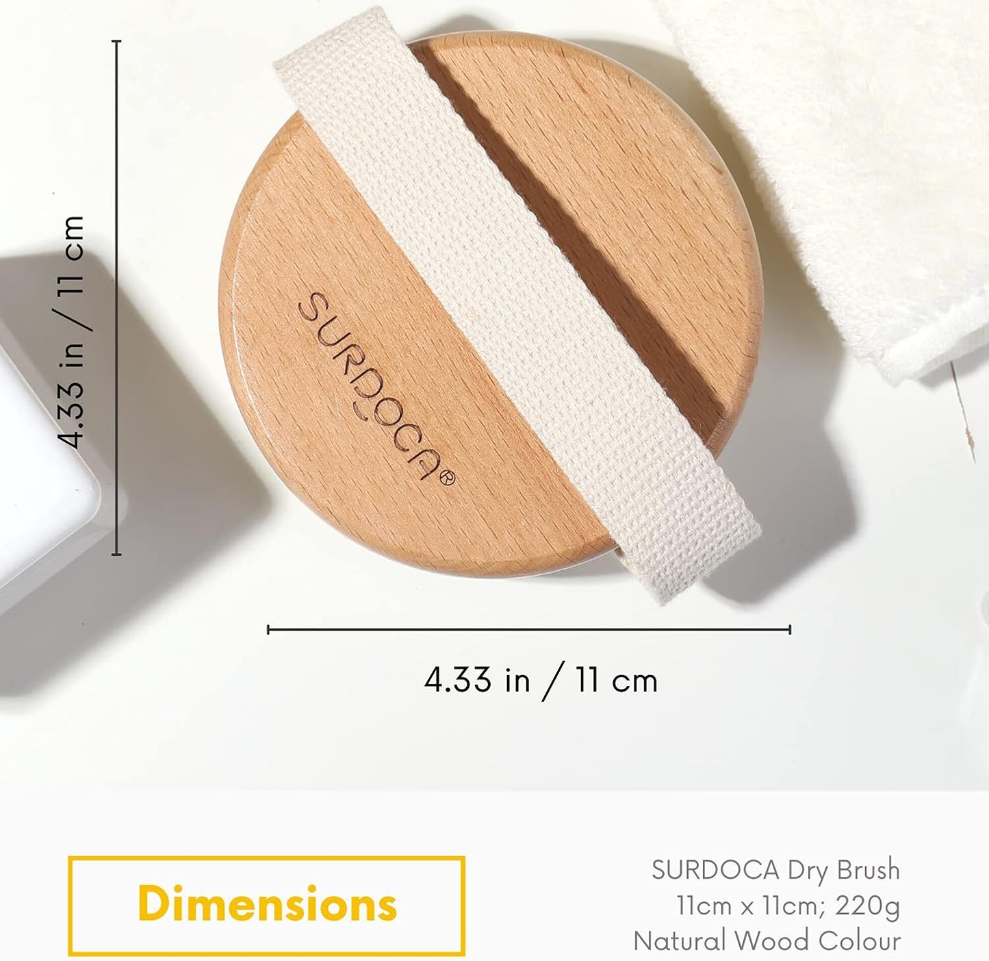 SURDOCA Dry Brush, Body Exfoliating Scrubber, Massage Brushes for Improve Circulation, Cellulite and Lymphatic Remover (Boar Bristles - B)