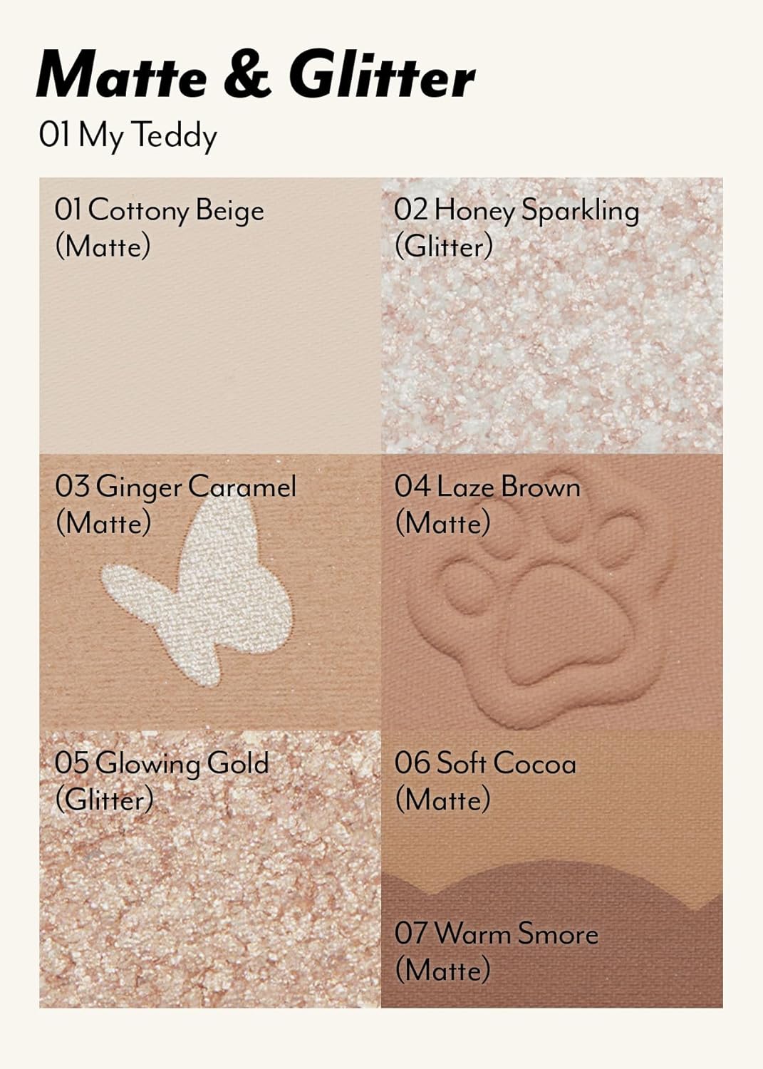 I'M MEME Wonder Soft Layer Palette - 7 Shades | Portable Size, Versatile, Blendable, Neutral Colors with Soft Texture, 01 My Teddy, 0.23 Oz