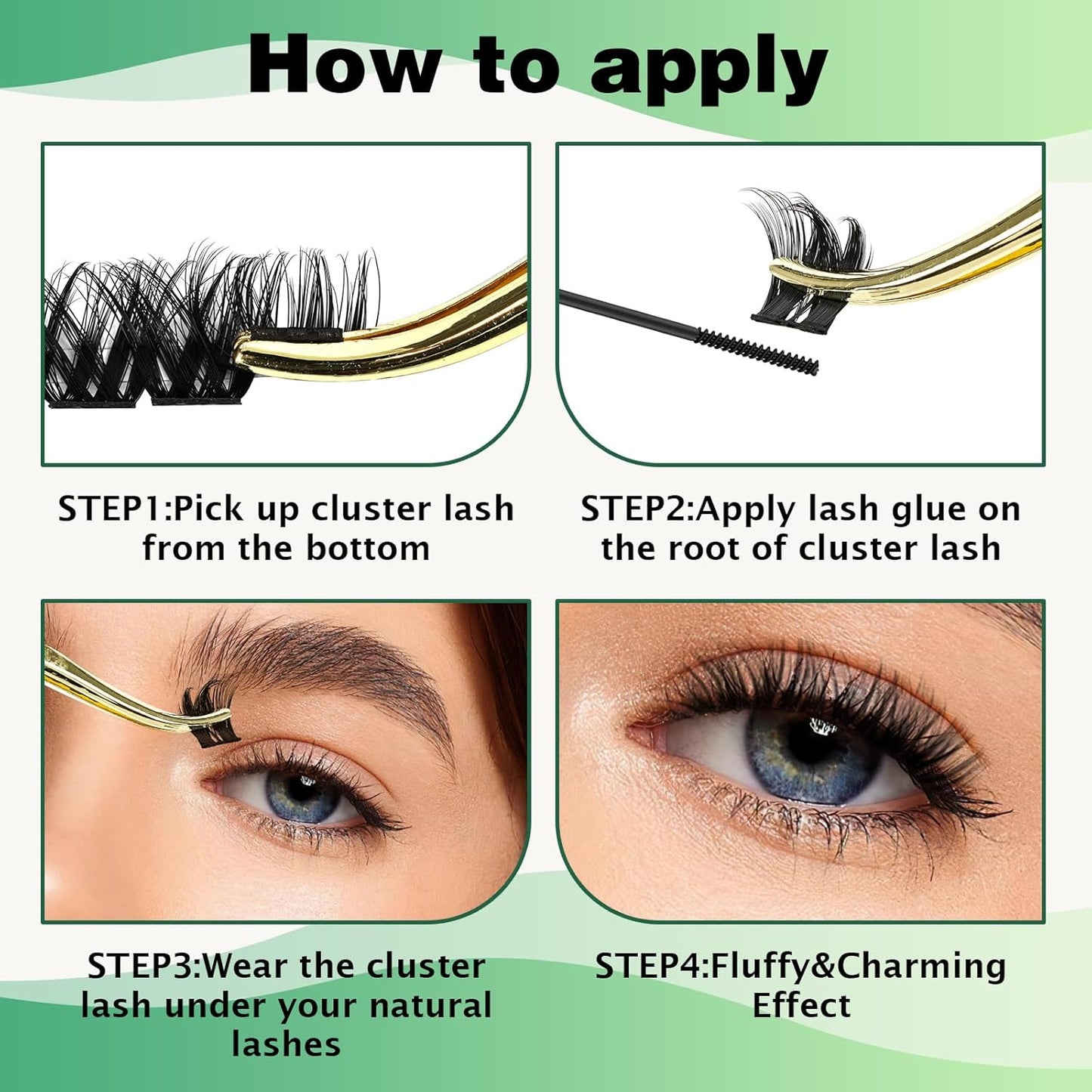 Lash Clusters,96 Pcs Cluster Lashes D Curl 10mm DIY Lash Extensions Eyelash Clusters,KEYYOU Volume Wispy Individual Lashes Soft&Comfortable Easy DIY at Home(Y07,D-10mm)