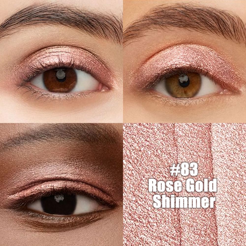 Rose Gold Shimmer Cream Eye Shadow Stick Makeup for Women, Shimmer Eyeliner Pencil Eyeshadow Brightener Stick for Eyes, Waterproof Eyeshadow Applicator Blendable sombras para ojos 83#