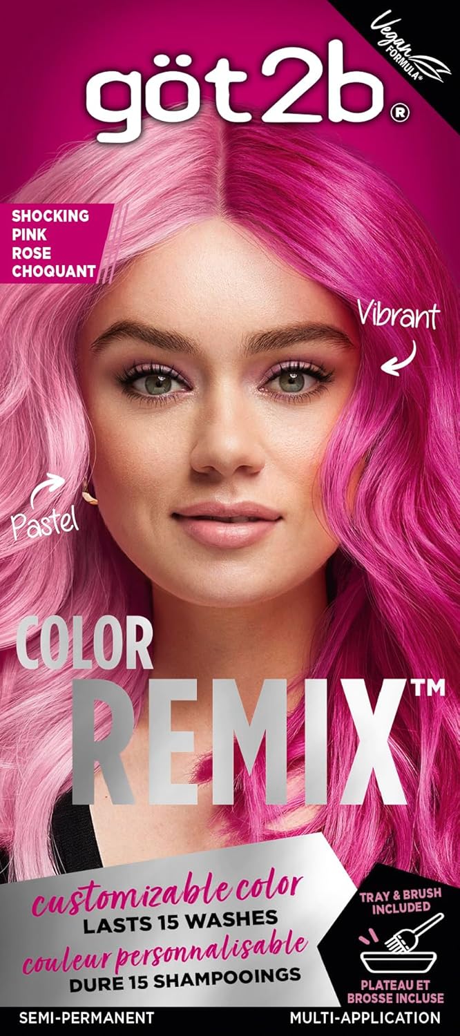 Got2b Color Remix, Customizable Semi-Permanent Hair Color, 093 Shocking Pink