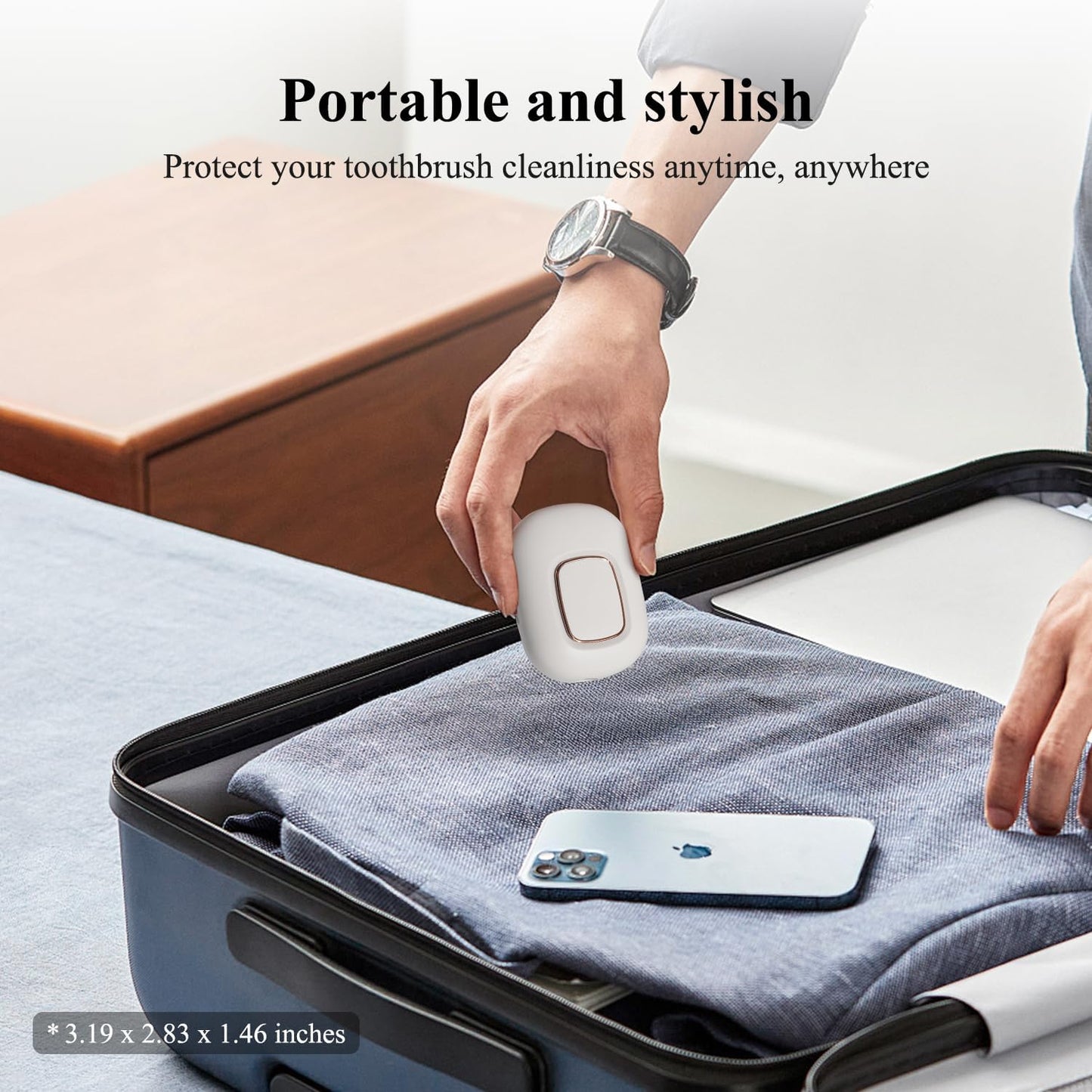 Upgraded UV Toothbrush Cover with Fan,Rechargeable Travel Toothbrush Case with Magnetic Holder&Wall Mount for Houshold and Traveling