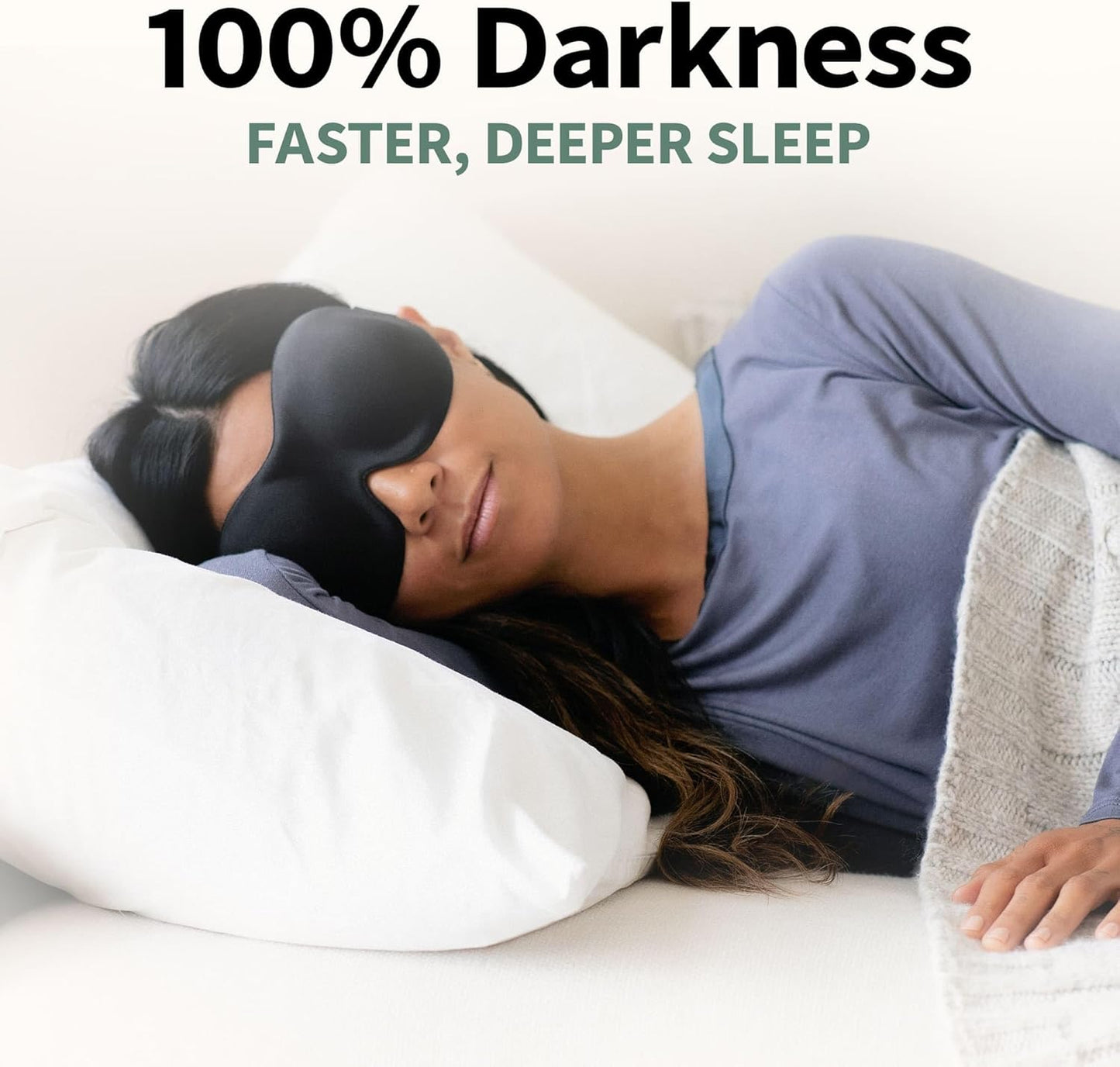 Nidra Contoured Sleep Mask for Side Sleepers – Zero Pressure Fit, Light Blocking Eye Shade for Sleeping & Travel – Blue, Standard Size