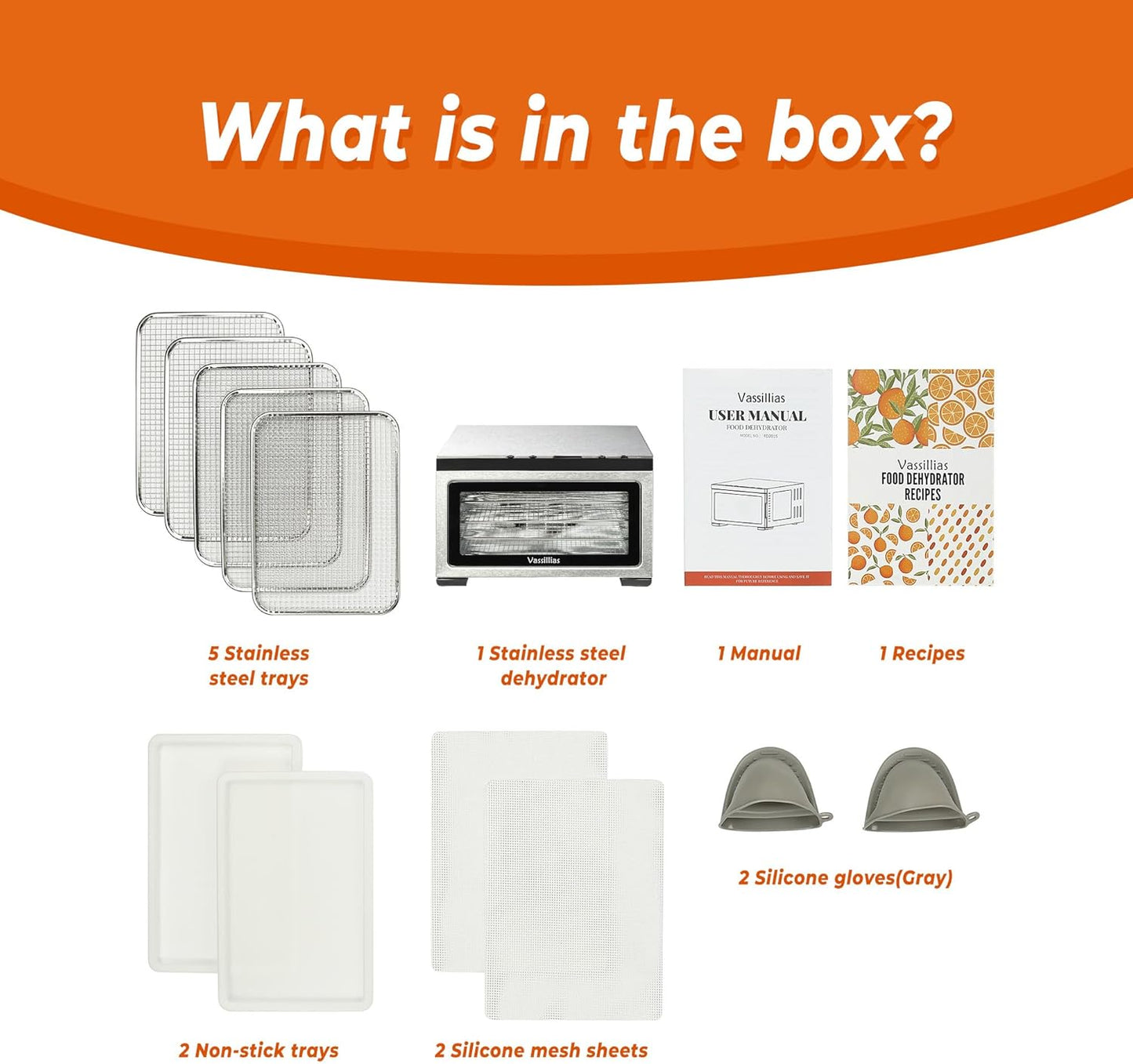 Food Dehydrator Machine - 5 Stainless Steel Trays, Digital Adjustable Timer, 400W, 176°F, Temperature Control, Mini Dryer for Jerky, Herb, Meat, Beef, Fruit and Dog Treats, Model 2015YJ, Silver