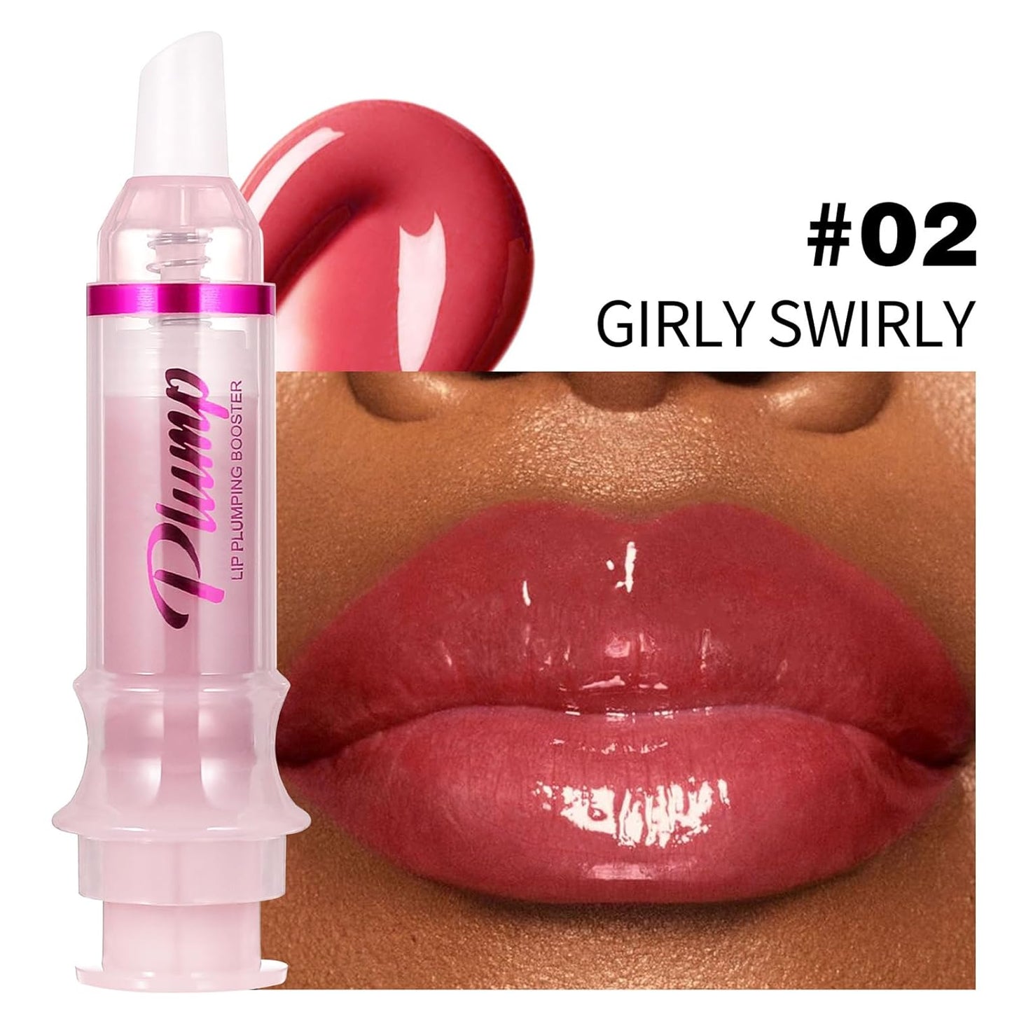 Erinde Lip Plumper Gloss, Natural Ginger Lip Plumping Booster, Ultra-Hydrating & Nourishing Plump Lip Plumper, Glossy Finish Fuller Lip Plumping Oil for Women Girls, G02