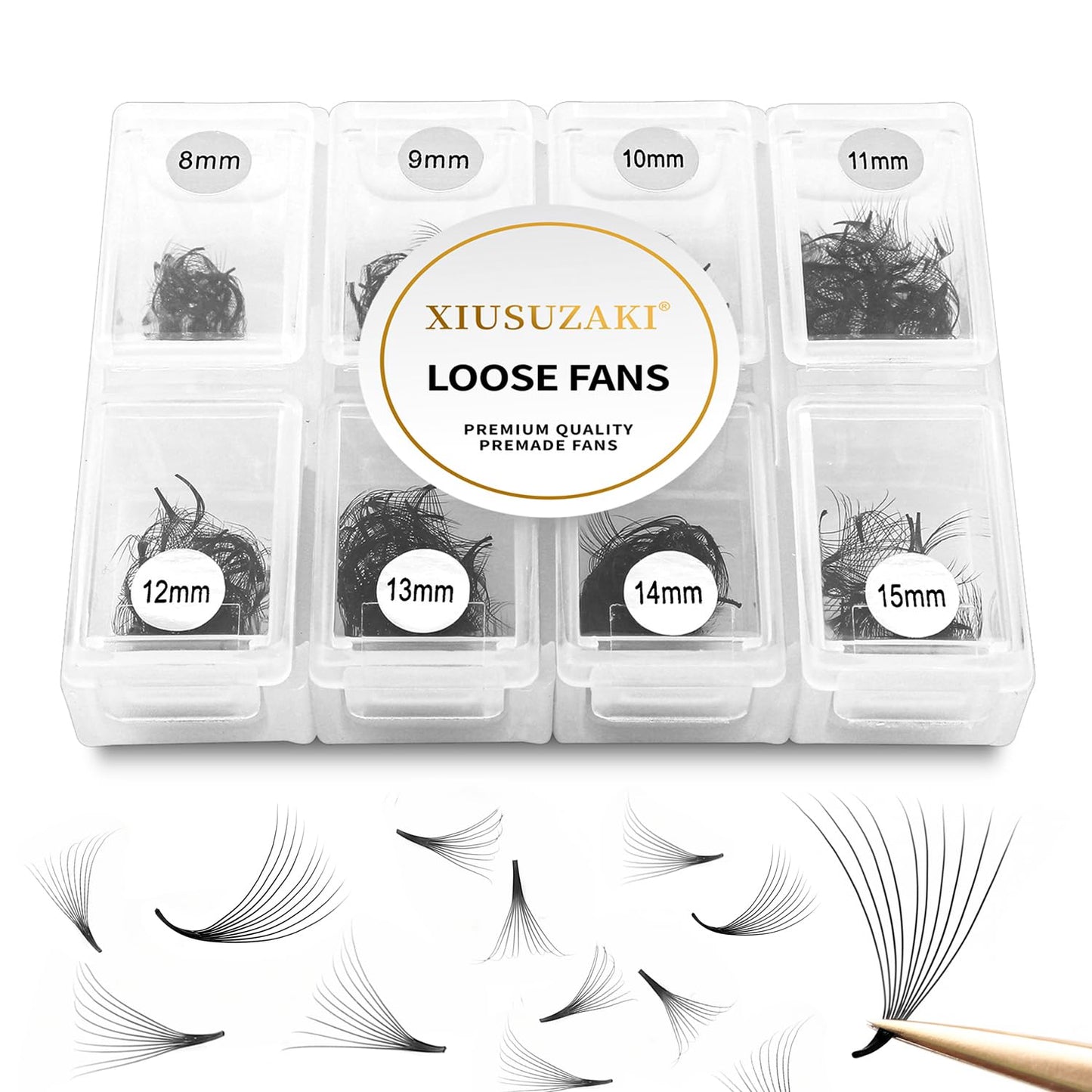 Premade Fans Eyelash Extensions 600 Fans 14D Volume Lash Extensions 0.03 Thickness Eyelash Extension C Curl Premade Lash Fans Mix 8-15mm Fluffy Soft Handmade Loose Fan(600Fans-14D-0.03-C,8-15mm)