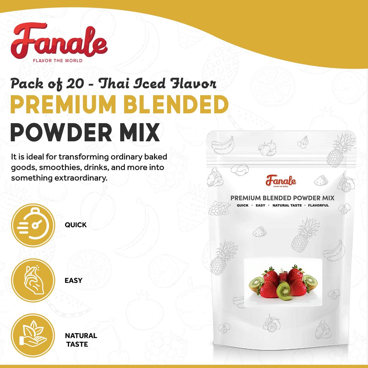 Fanale Premium Thai Iced Bubble Tea Flavoring Powder | Perfect for Baking, Smoothies, Desserts and Drinks | Instant Flavoring Powder for Boba Milk Tea - 2.2 Pounds (Pack of 1)
