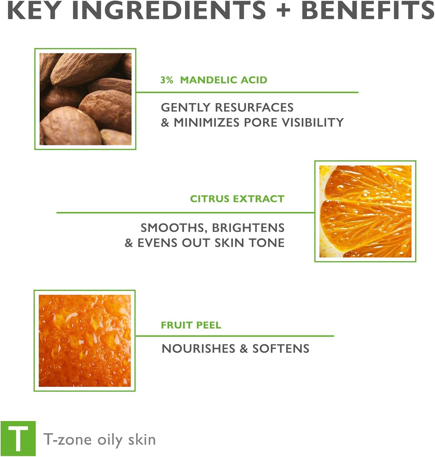 Face & Body Breakout Solution - 3% Mandelic Acid Helps Clarify Blemish & Acne Prone Skin, Face, Back & Chest Pimples Exfoliating & Clearing Treatment, SEBO-ALMOND-CLARIS, 6.42 fl oz