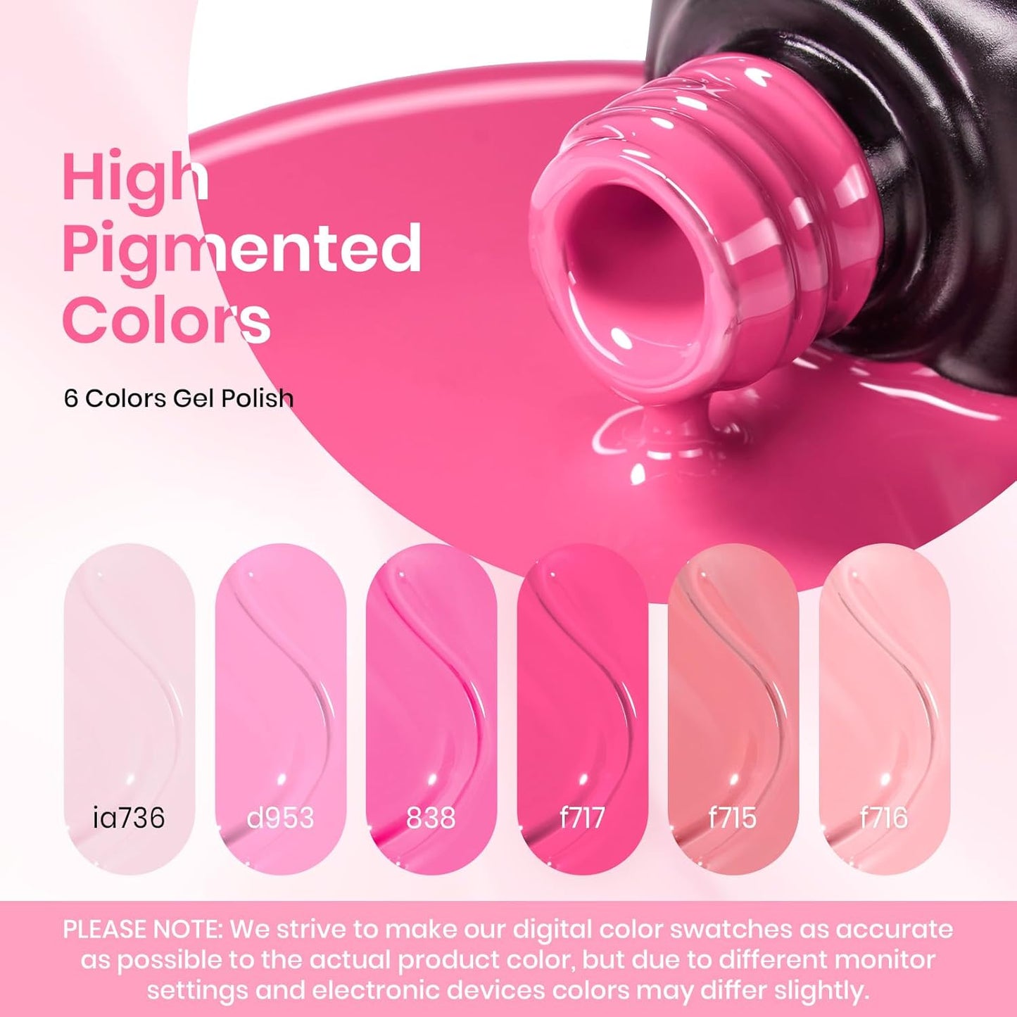 Beetles Gel Nail Polish Set - Pink Melody 6 Colors Gel Polish Kit, Nude Light Baby Hot Pink Colors, Soak off UV LED Lamp Nail Art Manicure DIY Home Gifts for Women