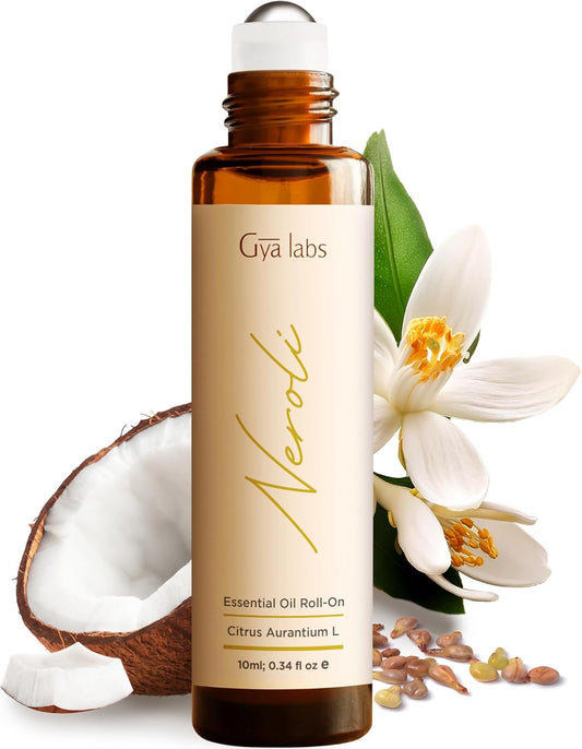 Gya Labs Neroli Essential Oil Roll on for Skin - 100% Pure Natural Neroli Perfume Oil Roller, Long Lasting Floral & Citrus Scent - Aromatherapy, Travel Size (0.34 Fl Oz)