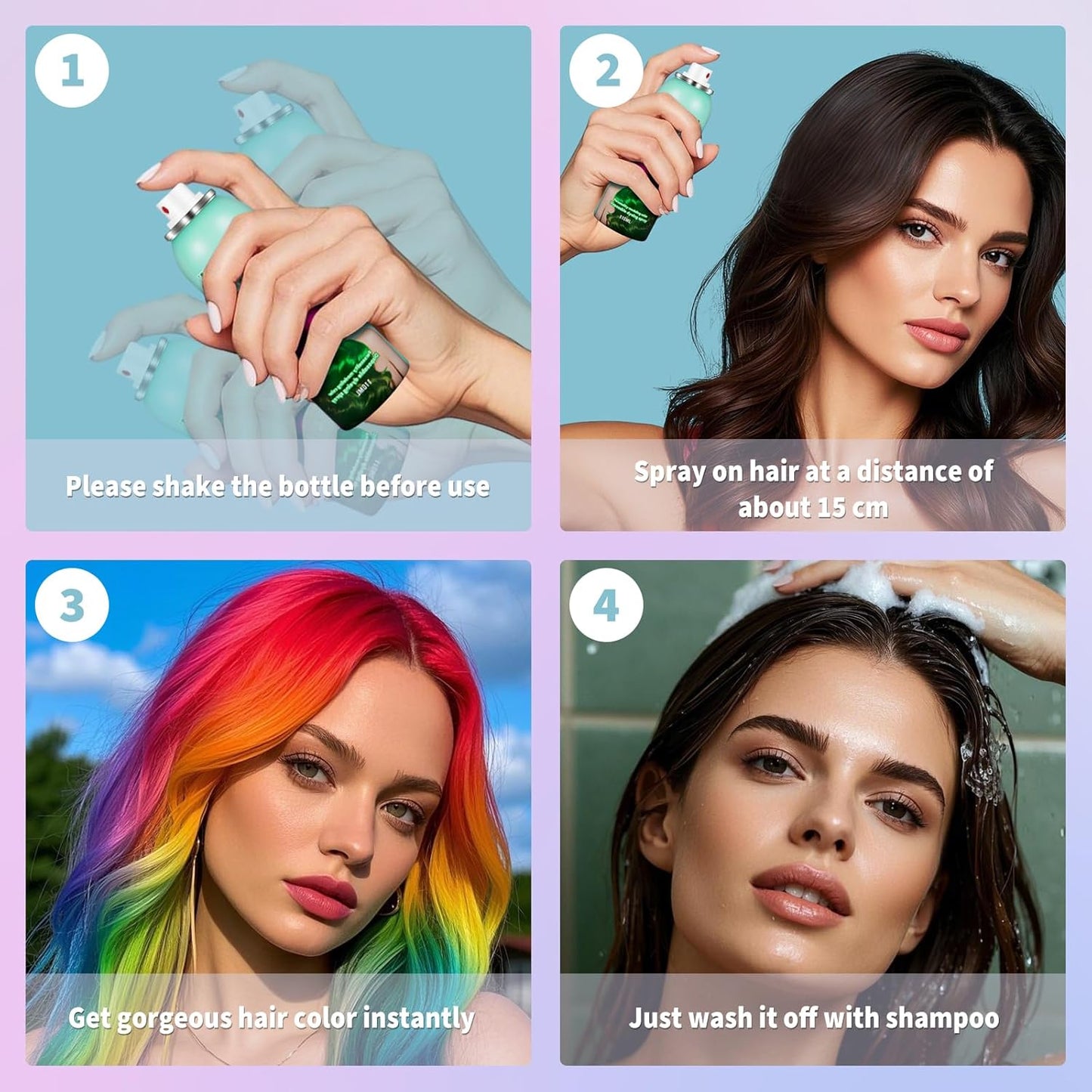 Green Hair Spray,Hair Color Spray Dye,Temporary Hair Color Spray,Hair Wax Dye Pomades,Washable Hair Coloring Natural Hair Strong Style Gel Cream Hair Dye for Party,Hollowen,Cosplay(Green)