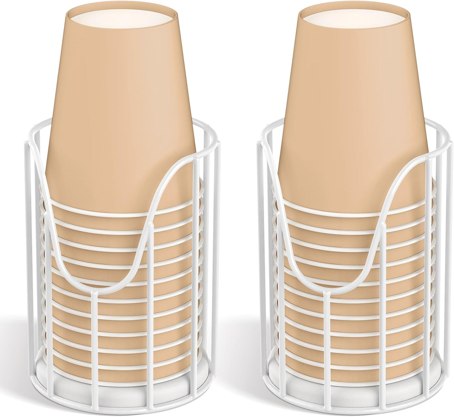 Luxspire Bathroom Cup Dispenser, 3-5oz Dixie Cup Dispenser, Metal Dixie Cup Holder, Disposable Paper Cup Holder for Bathroom, Cotton Pad Holder, Guest Bathroom Essentials, White, 2 Pack