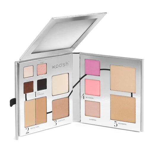 Woosh Beauty, Fold Out Face Original Makeup Palette, Travel, All in One, Neutral Cream & Powder (#2 Medium Light)
