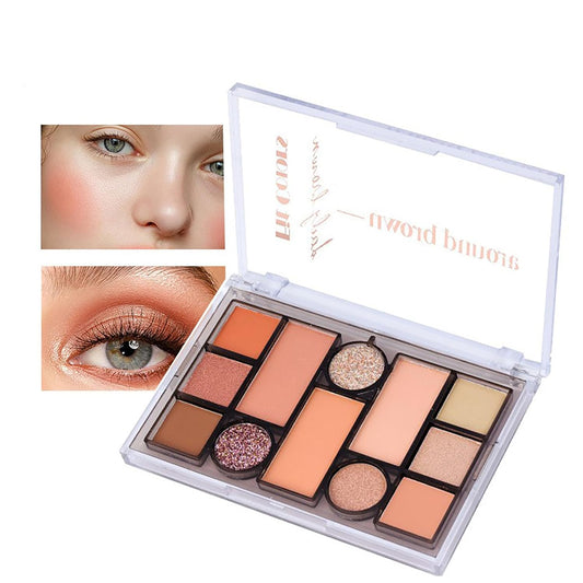 12 Colors Nude Eyeshadow Palette Travel Size Makeup, Matte Shimmer Eye Makeup, Naturing-Looking, High Pigmented Blush Eyebrow Kits, Big Artist Neutral Makeup Palette for Face Cosmetics (01)
