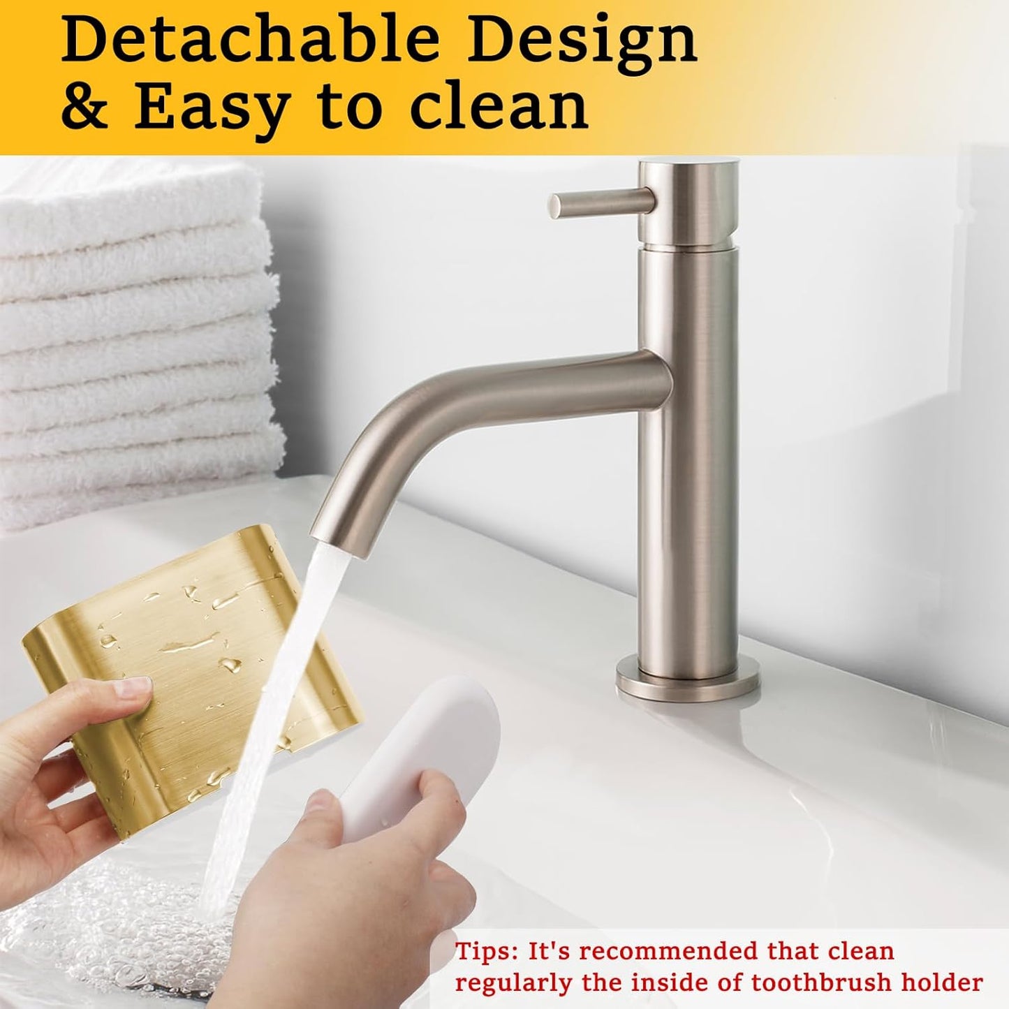 Chintu Toothbrush and Toothpaste Holder with Divider for Bathroom Countertop Organizer, Detachable for Easy Clean,Kids Electric Toothbrush Holders Storage Caddy for Family (Gold)