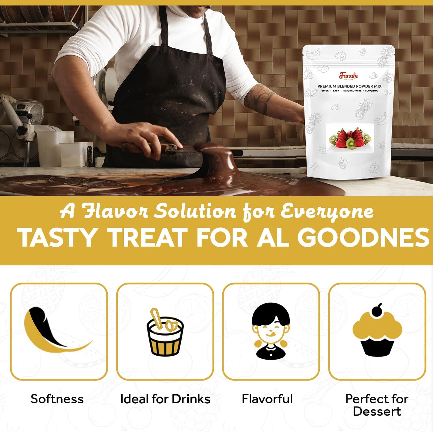 Fanale Premium Chocolate Bubble Tea Flavoring Powder | Perfect for Baking, Smoothies, Desserts and Drinks | Instant Flavoring Powder for Boba Milk Tea - 2.2 Pounds (Pack of 1)