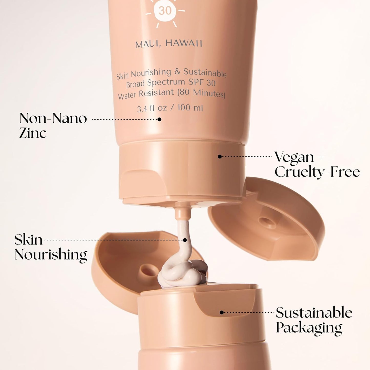 SPF 30 Mineral Sunscreen - Reef Friendly, Ocean Safe, Vegan Sunscreen Lotion for All Ages, Water-Resistant, 3.4 fl oz