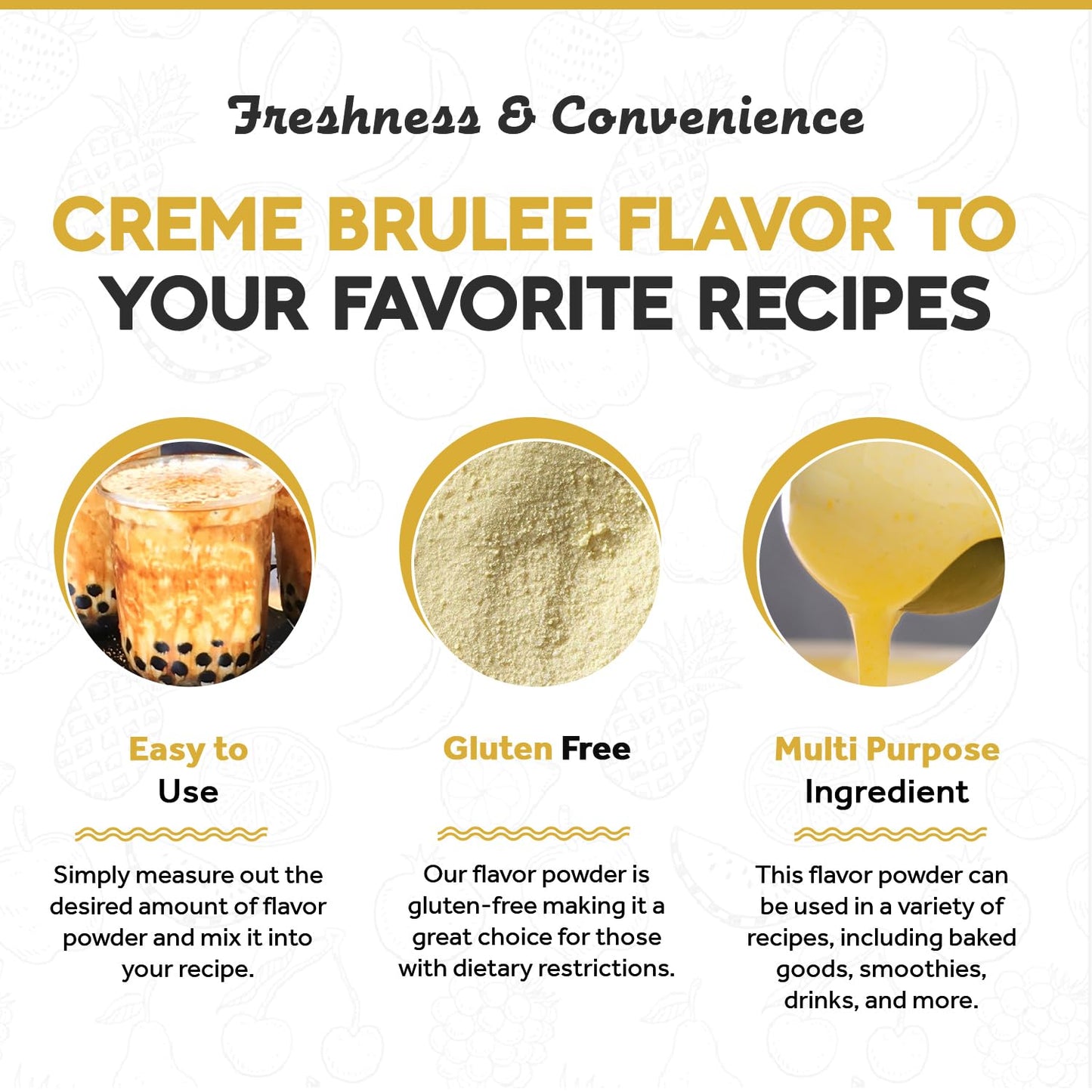 Fanale Premium Creme Brulee Bubble Tea Flavoring Powder | Perfect for Baking, Smoothies, Desserts and Drinks | Instant Flavoring Powder for Boba Milk Tea - 2.2 lb 1kg | PWD288