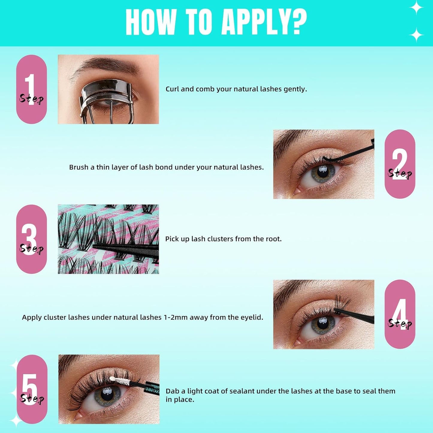 Lash Clusters Wispy 280PCS Eyelash Extension 60D Cluster Lashes Individual Lashes DIY Lash Extension Natural Look Cluster Eyelash Extensions Soft False Eyelashes at Home for Beginners(10mm)