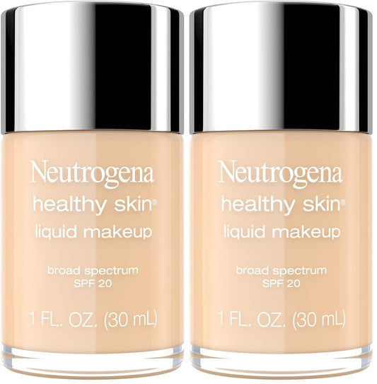 Neutrogena Healthy Skin Liquid Makeup Foundation, Broad Spectrum SPF 20 Sunscreen, Lightweight & Flawless Coverage Foundation with Antioxidant Vitamin E & Feverfew, Natural Beige, 1 fl. oz (Pack of 2)
