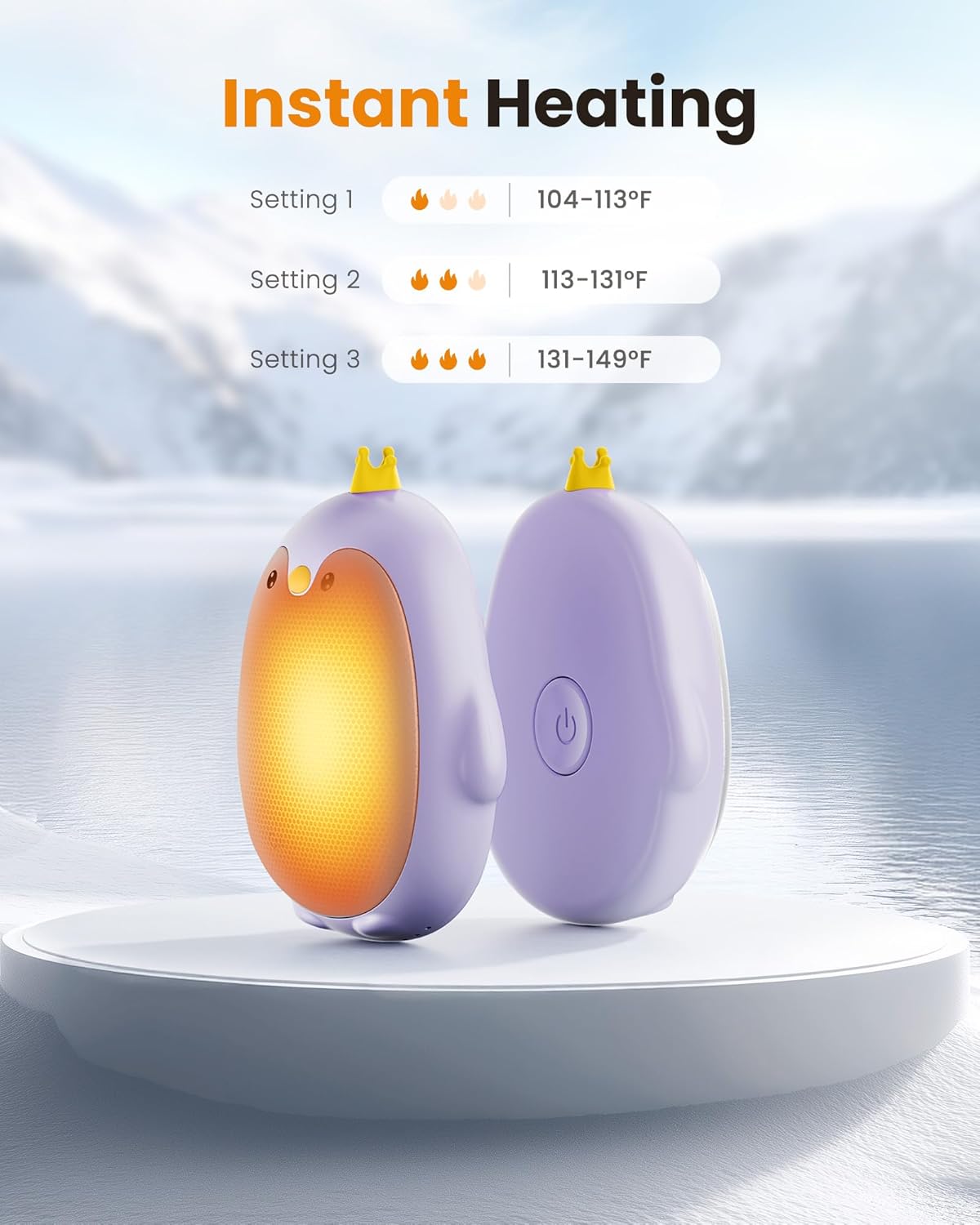 Gaiatop Magnetic Hand Warmers Rechargeable 2 Pack, 3 Settings Pocket-Sized Cute Penguin, Fast Hot Hands Reusable Portable Electric Heater for Camping Hunting Golf, Gifts for Women Men