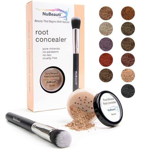 Root Touch Up and Concealer Powder - 11 True-to-Nature Shades - Zero Fragrance, Talc or Parabens - Hairline Powder With Brush by NuBeauti (Blonde)