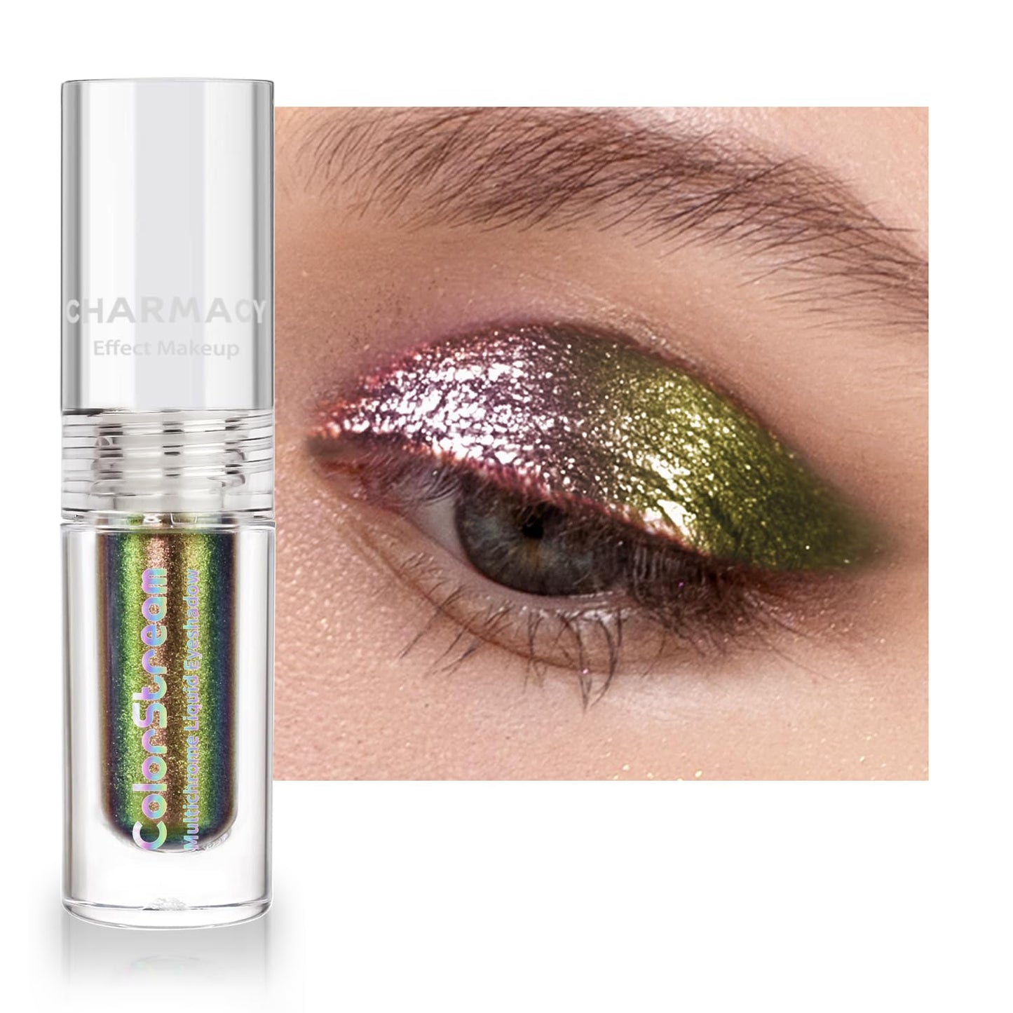 CHARMACY Liquid Duochrome Eyeshadow, Multi-Dimensional Eye Looks, Long Lasting Glitter Eye Shadow Sets Metallic Pigments, Quick Drying, Sparkling Shiny Eye Makeup for Beginners, 1.6g (#21)