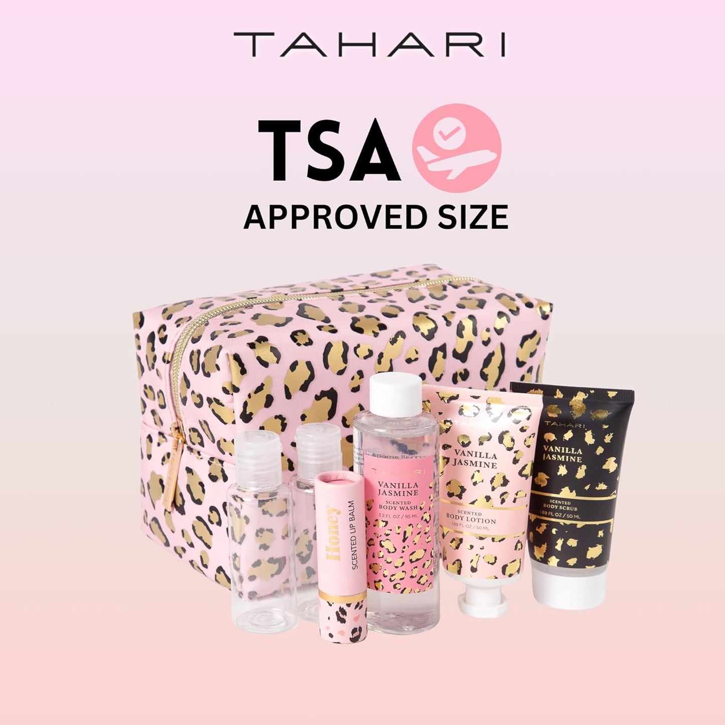 Tahari Spa Gift Set for Women, Vanilla Jasmine Spa Set, Bath Kit for Women Gift Set Includes Body Lotion, Body Wash, Hand Cream, Lotion Gift Set for Women, Birthday Gifts For Women - (Leopard)