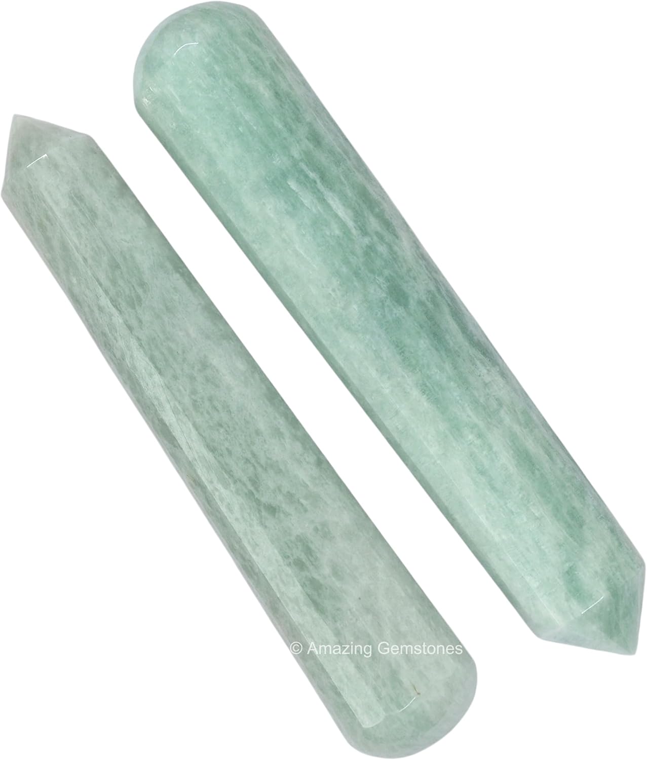 Amazing Gemstone Amazonite Crystal Wand Massage Stick - Pelvic Wand Gua Sha for Adults - Crystals and Healing Stones Massage Wands for Adults Gifts (Pointed)