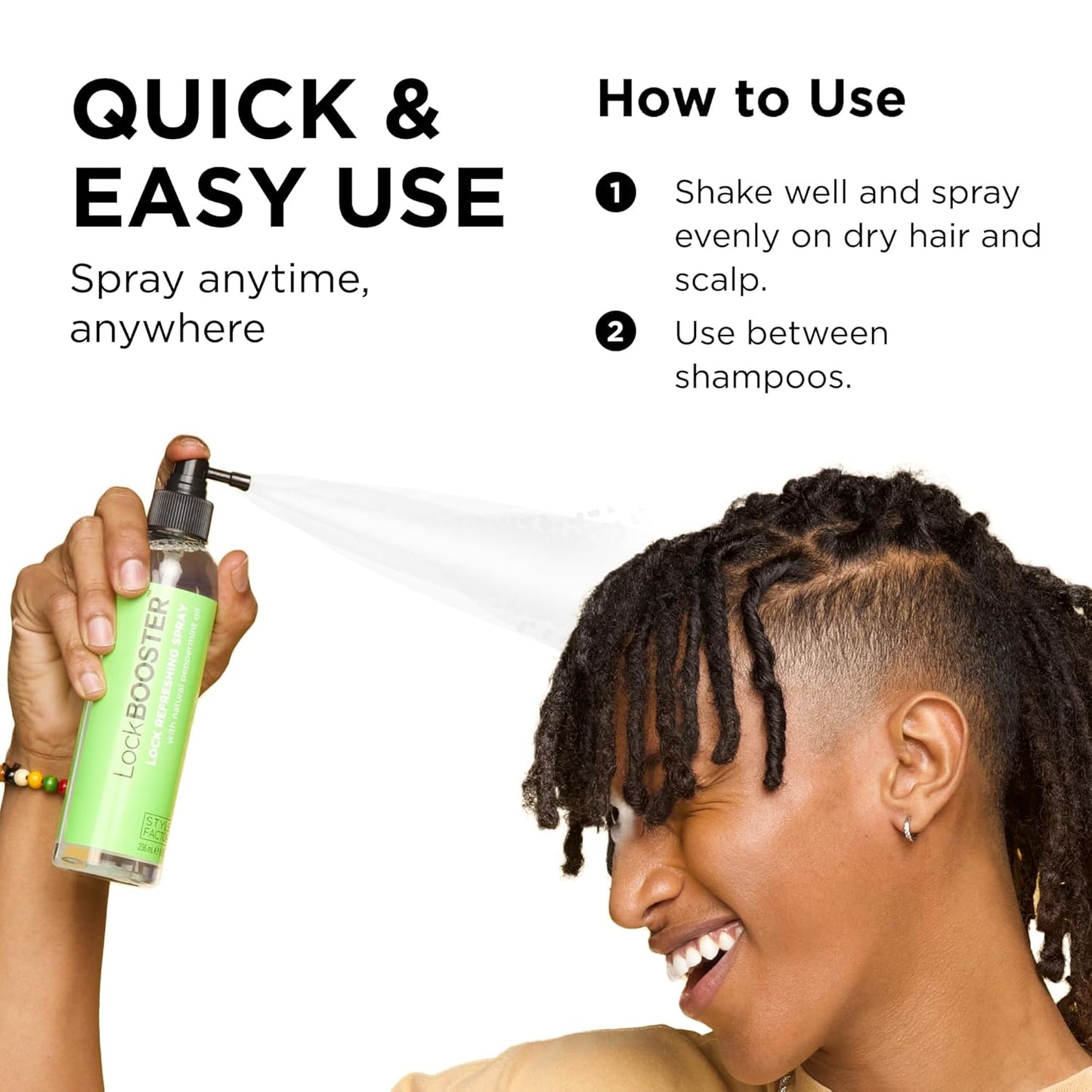 Style Factor LockBOOSTER Lock Refreshing Spray – Hydrating & Cooling Mist for Braids, Locs & Twists – Alcohol-Free Formula with Peppermint –Refresh Hair & Scalp 8 oz