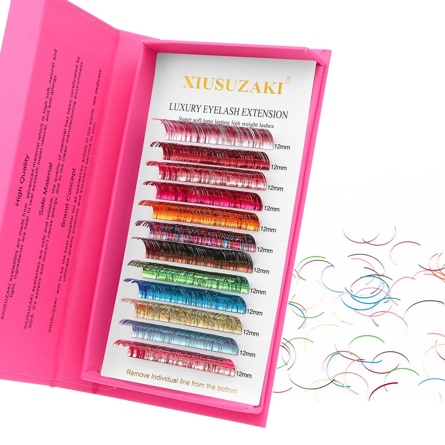 Glitter Spike Tinsel Eyelash Extensions 0.07 Colored Lashes Extension C Curl Lashes 11mm Lash Extensions Soft False Eyelashes Volume Lashes 12 Rows Professional Use(Glitter,0.07-C,11mm)