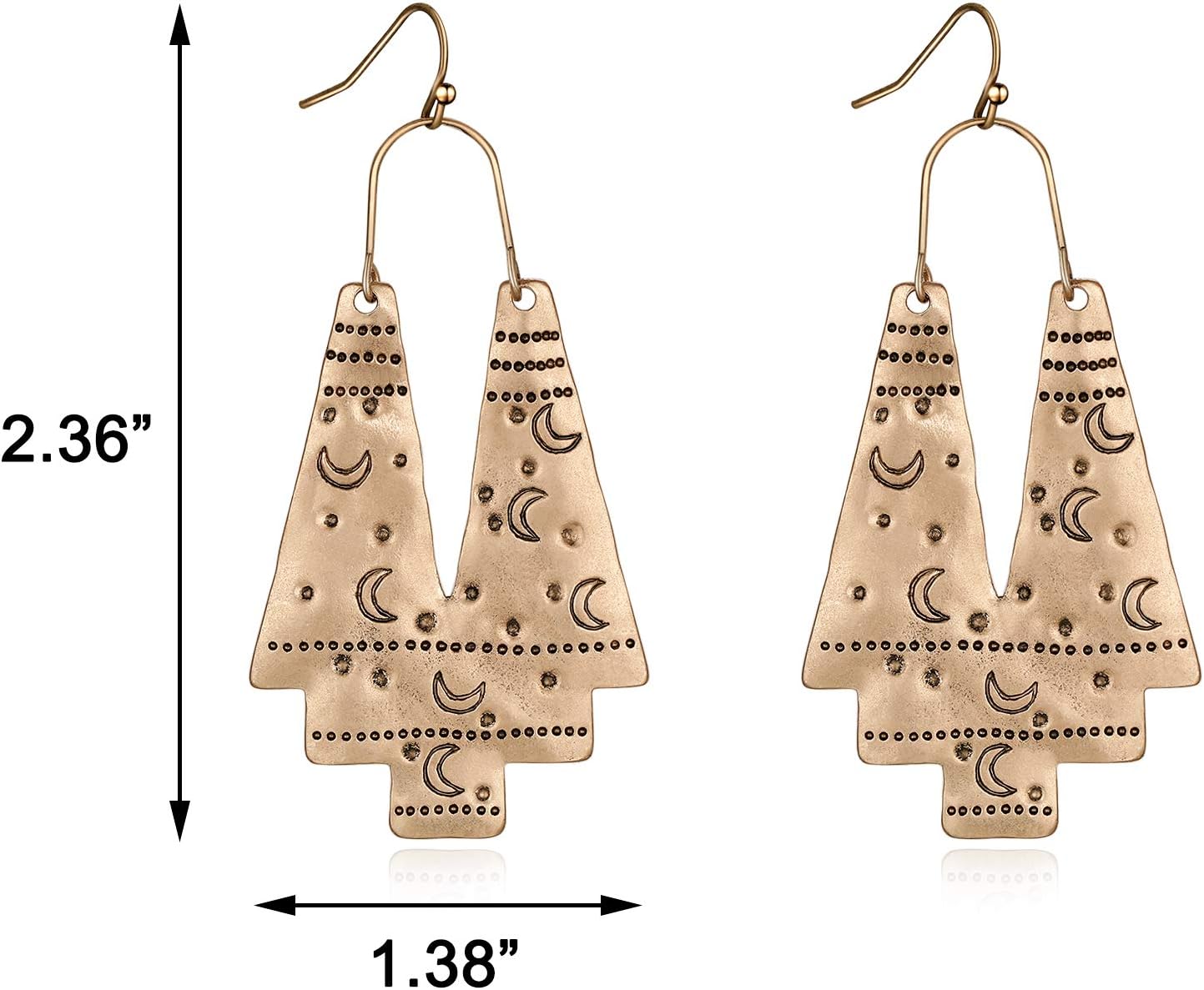 Zealmer Gold Geometric Earrings Statement Vintage Boho Ethnic Earrings Hollow Out Fan Shape Dangle Drop Earrings for Women Birthday Christmas Valentines Day Gift