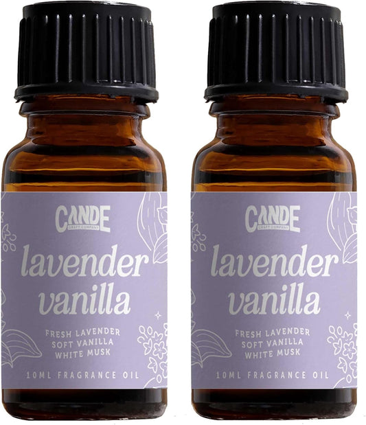 CANDECraftCo Premium Fragrance Oil – Diffuser Oils Fragrances Scented for Home, Candle Soap Making Supplies, Aromatherapy Blends for House (0.34 Fl Oz) (2-Pack, Lavender Vanilla)