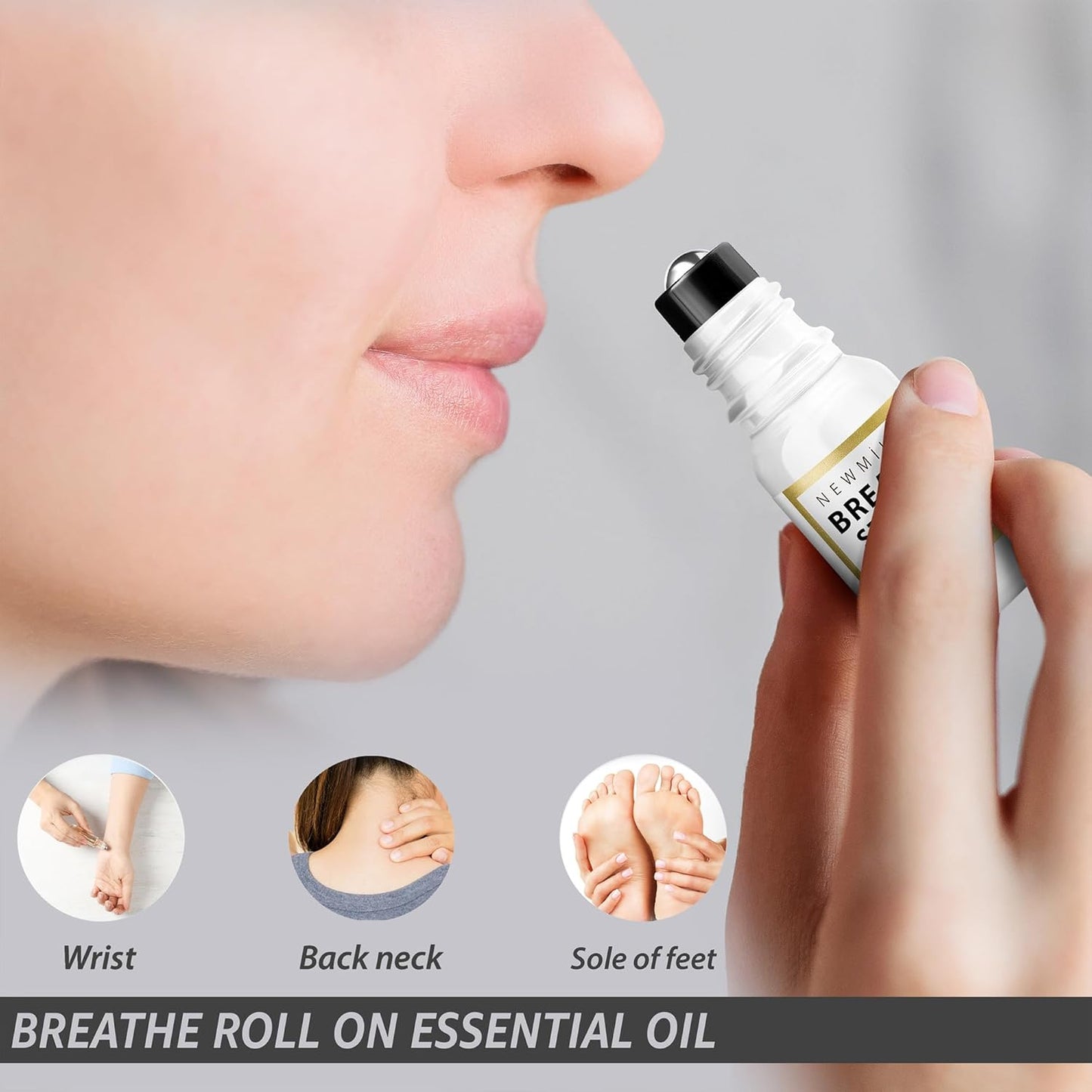 Breathe Easy Roll on Stick Peppermint Eucalyptus Essential Oil Blend Stress Sinus Natural Relief Gifts for Women Men Perfect Stocking Stuffers