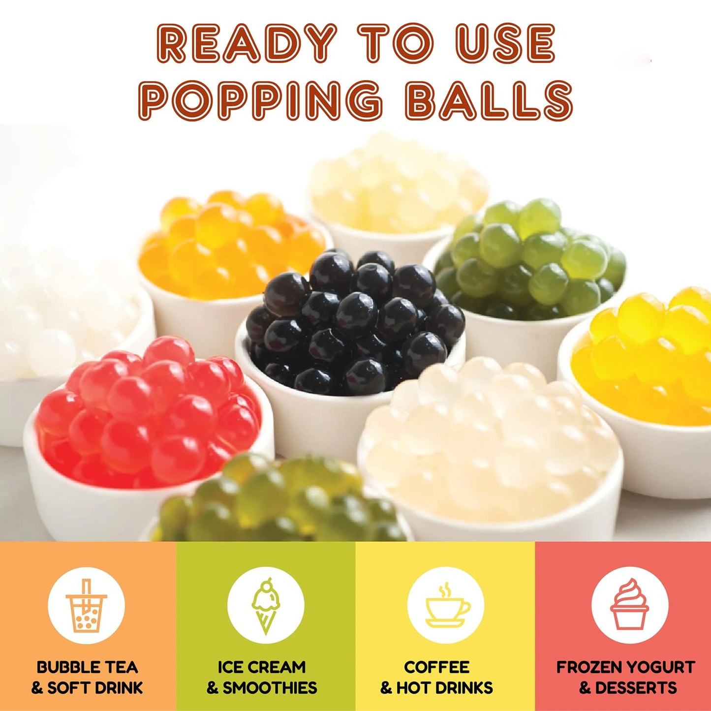 Fanale Raspberry Popping Boba Pearls, Vegan, Non GMO, Gluten Free, Fat Free, Perfect for Bubble Tea, Smoothies, Ice Cream, Desserts, and Beverages.