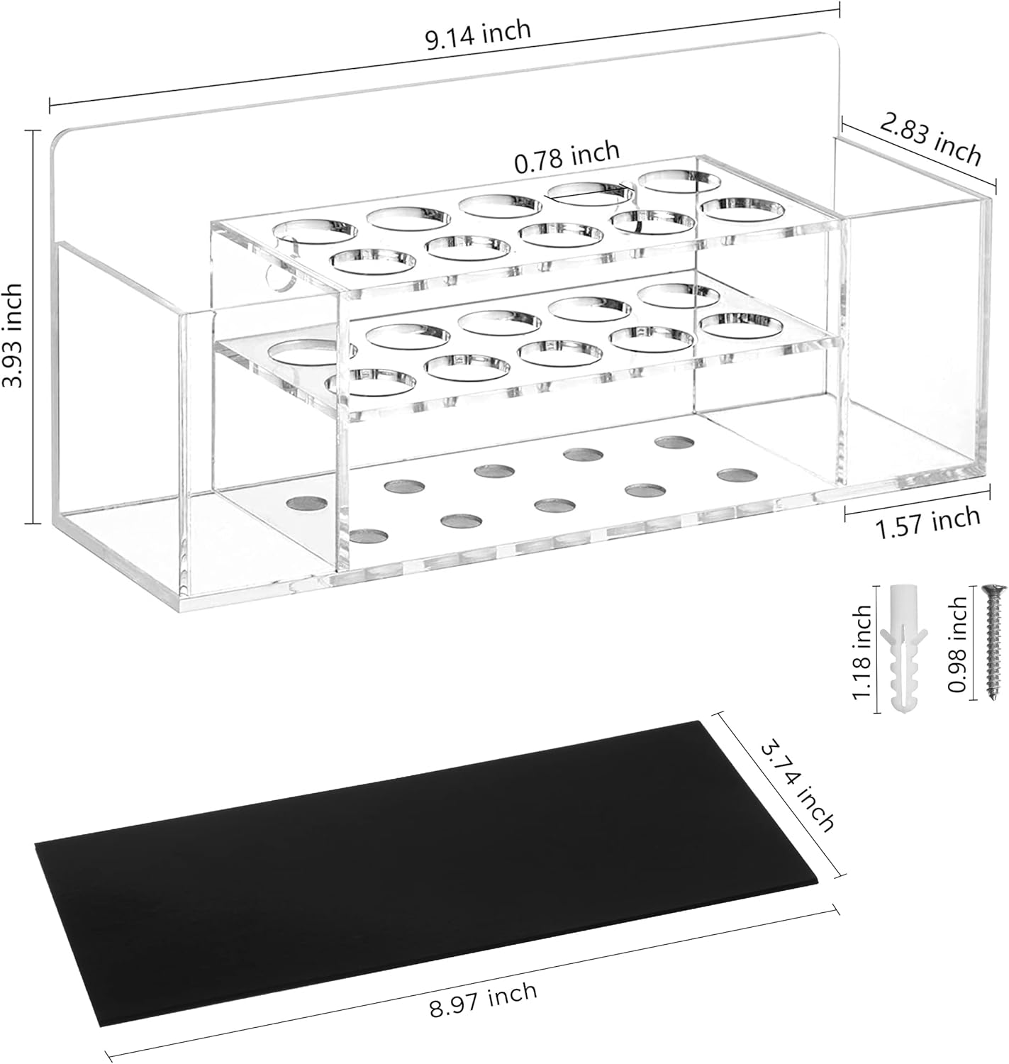 HBlife Acrylic Magnetic Dry Erase Marker Holder for Whiteboard, Wall Mount 10 Slots Magnet Pen Pencil Holder for Fridge Refrigerator, Locker Organizer Accessories for School Classroom Office, Clear