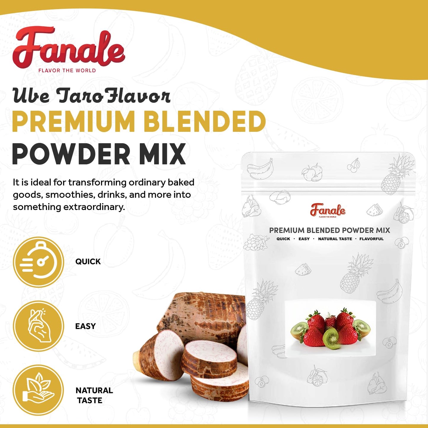 Fanale Premium Ube Taro Bubble Tea Flavoring Powder | Purple Sweet Potato Powder | Perfect for Baking, Smoothies, Desserts and Drinks | Instant Flavoring Powder for Boba Milk Tea - 2 Pounds (Pack of 10)