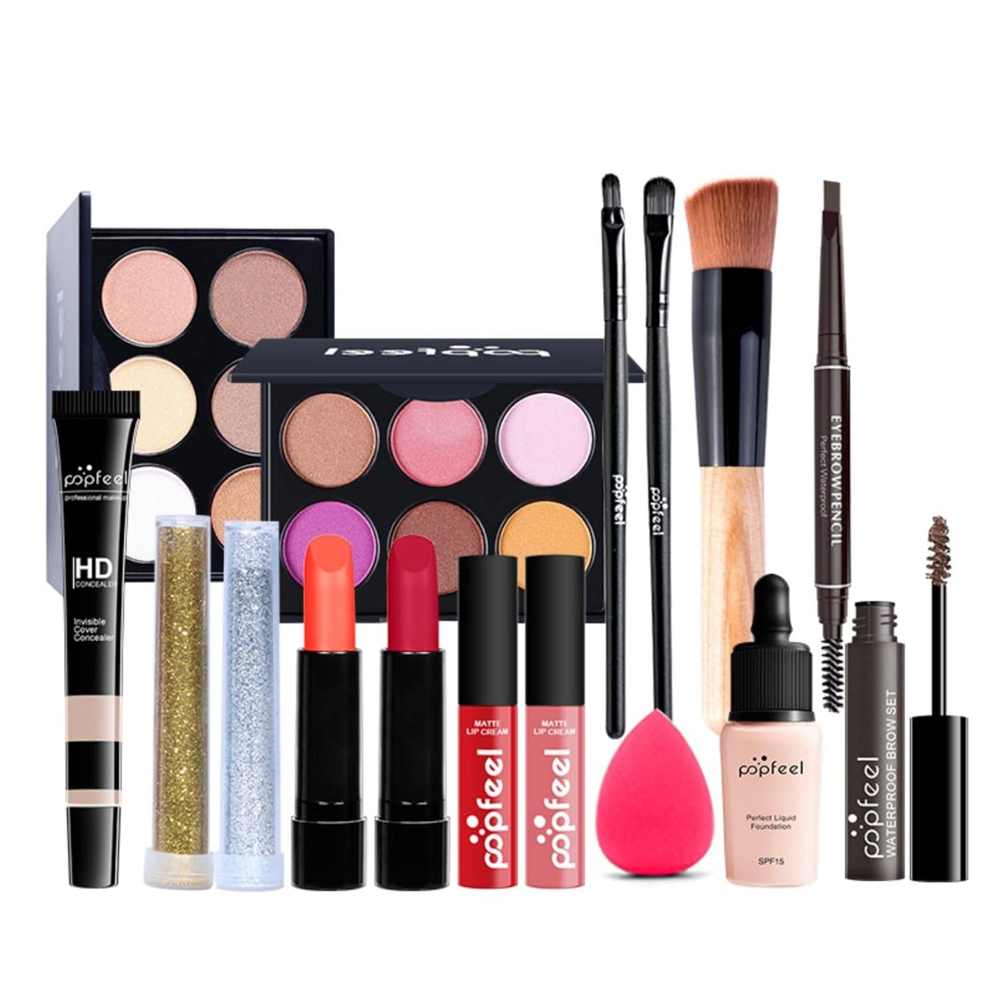 All-in-one Makeup Set Holiday Gift | Full Makeup Kit for Women Essential Starter Bundle Include Eyeshadow Palette Lipstick Blush Cream Concealer Face Powder Eyeliner Mascara Lipgloss Brush