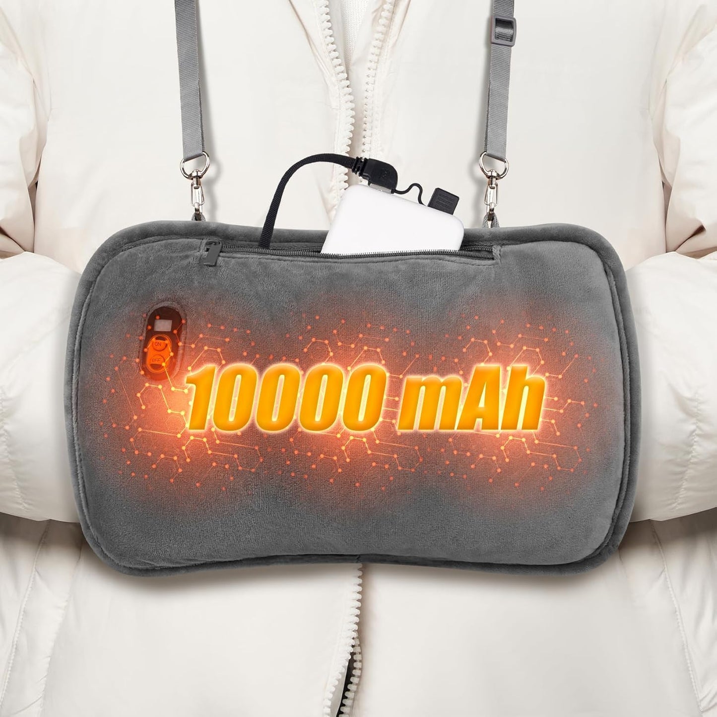 Hand Warmers Rechargeable, Electric Hand Warmer with 10000mAh Power Bank, Double-Sided Heating, Graphene Heated Gloves, Hand Warmers for Women, Indoor, Outdoor, Hunting, Camping