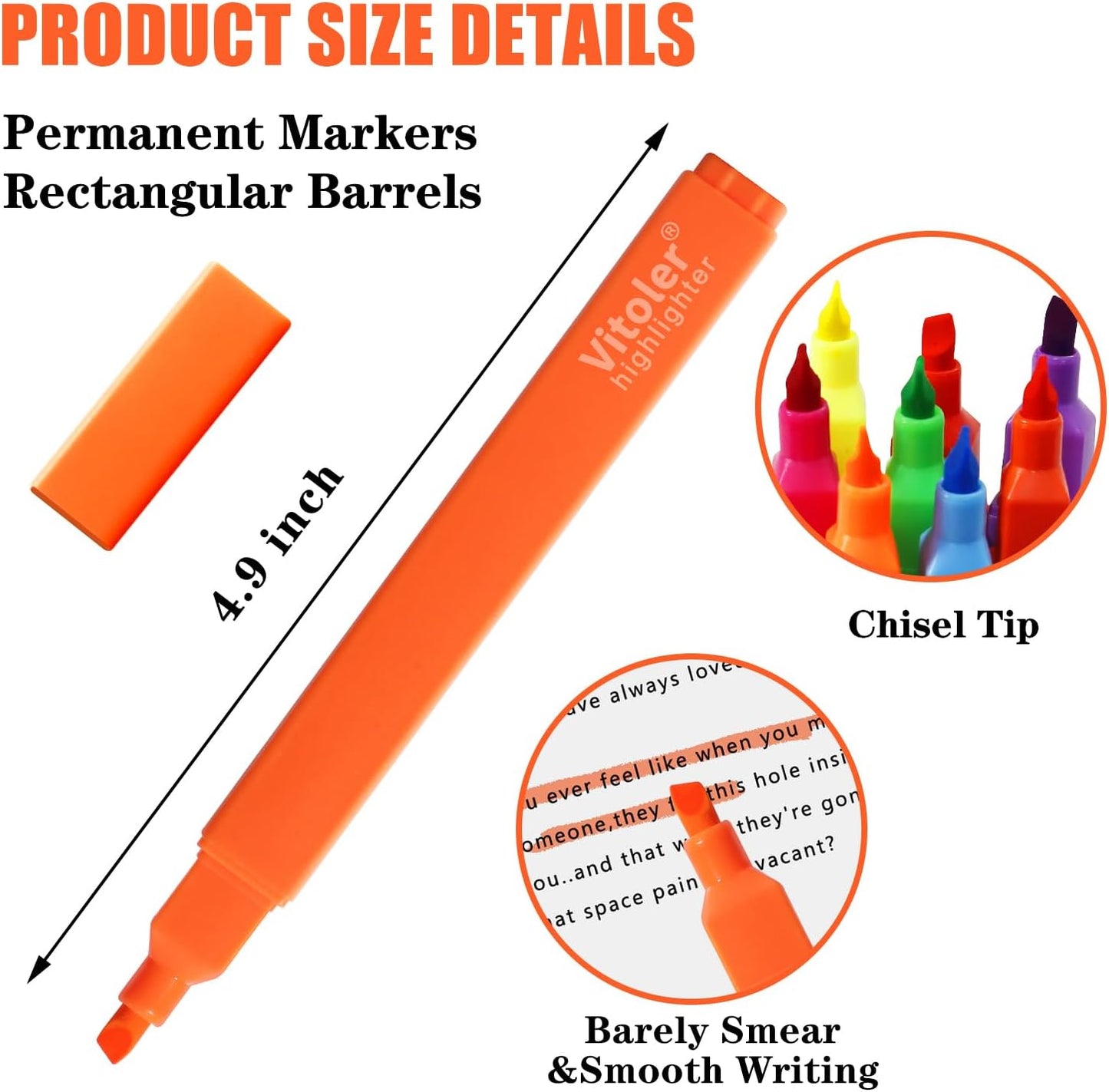 Vitoler Highlighters, 8Pcs Assorted Colors Highlighters,Soft Chisel Tip for Book,Bible Study Supplies Accessories,School Office Use, Teacher Supplies