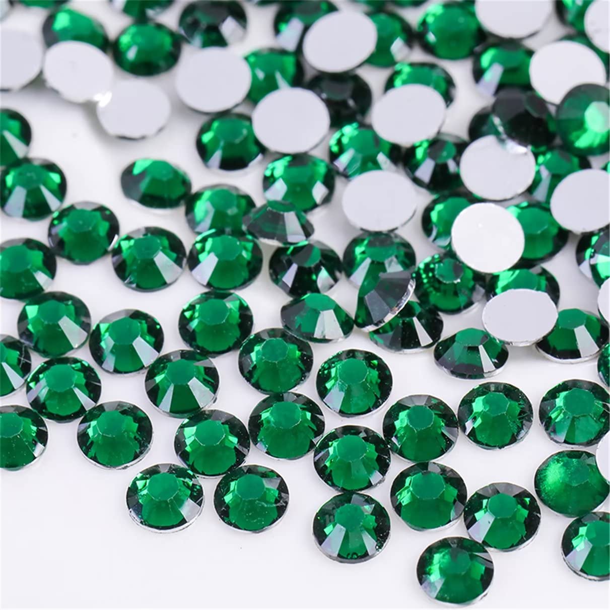 1000 Pieces SS20 5mm Flatback Rhinestones Clear Glass Round Gems Crystals for Nail Art DIY Crafts Clothes Shoes Bags （Dark Green）