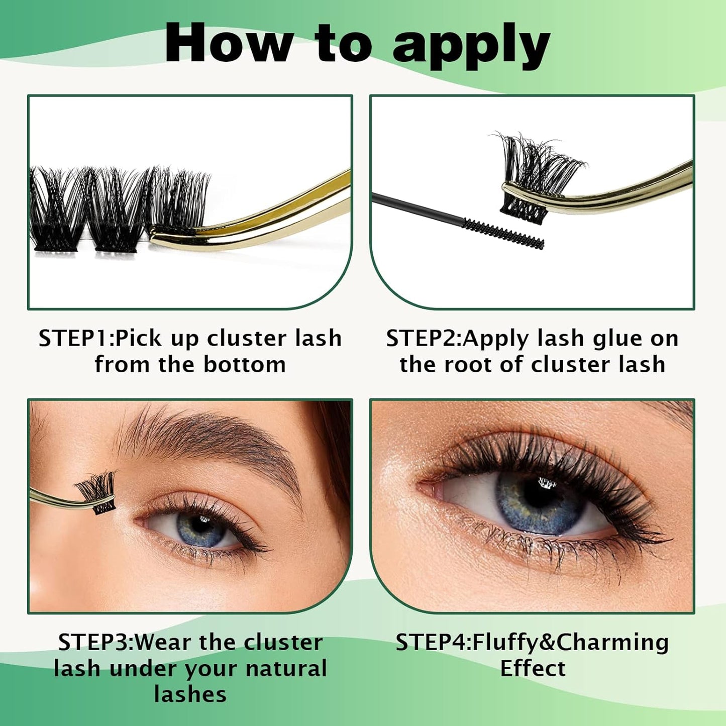 Lash Clusters 96pcs Individual Lashes Y02 D Curl 10mm Eyelash Clusters KEYYOU Volume Wispy Lash Extension Soft&Comfortable Easy DIY at Home(Y02,D-10mm)