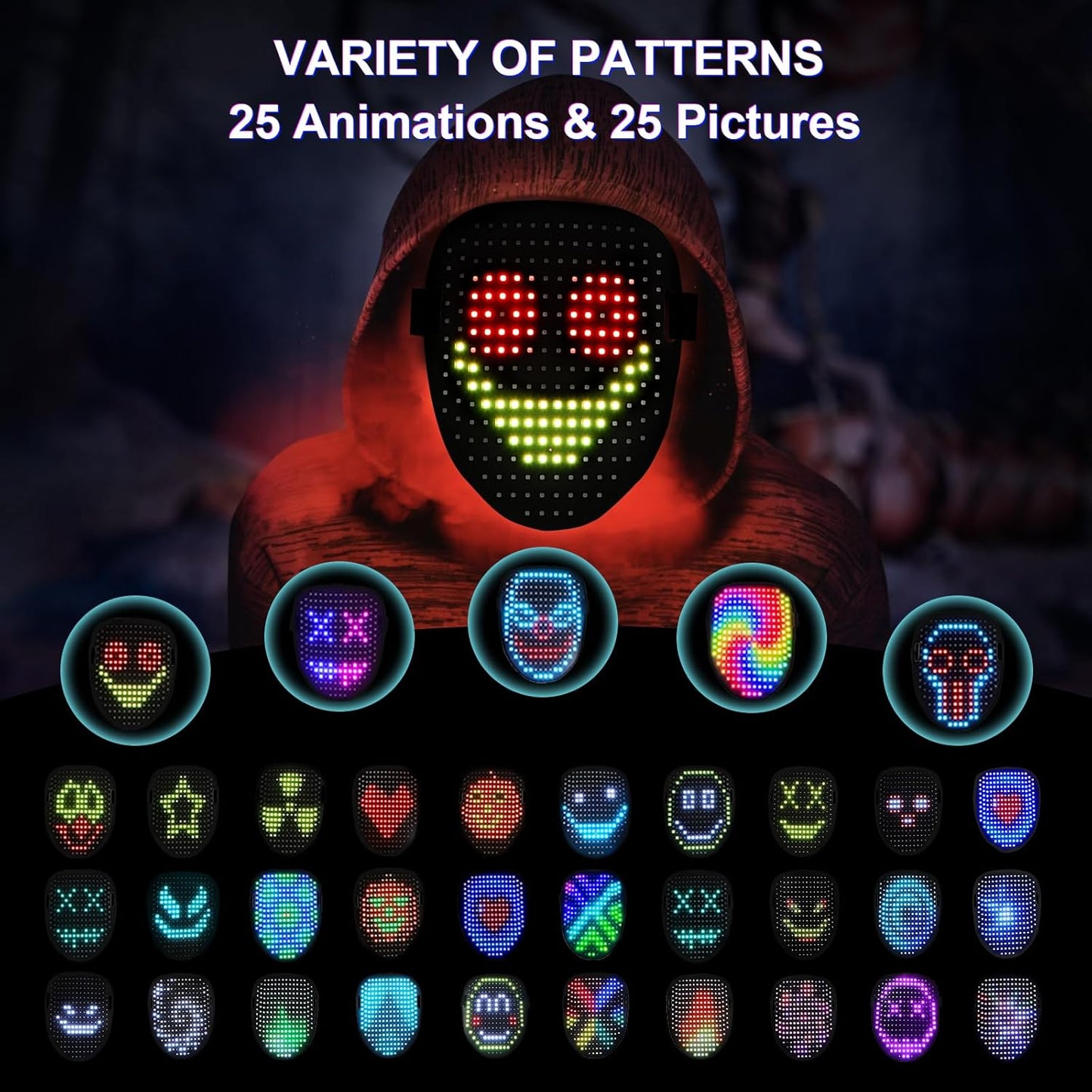 QAQ LED Mask Light Up Mask with Gesture Sensing, Cool Stuff Toys Gifts for Boys Girls, Cool Toys Gifts for Halloween Costumes Christmas Birthday Party