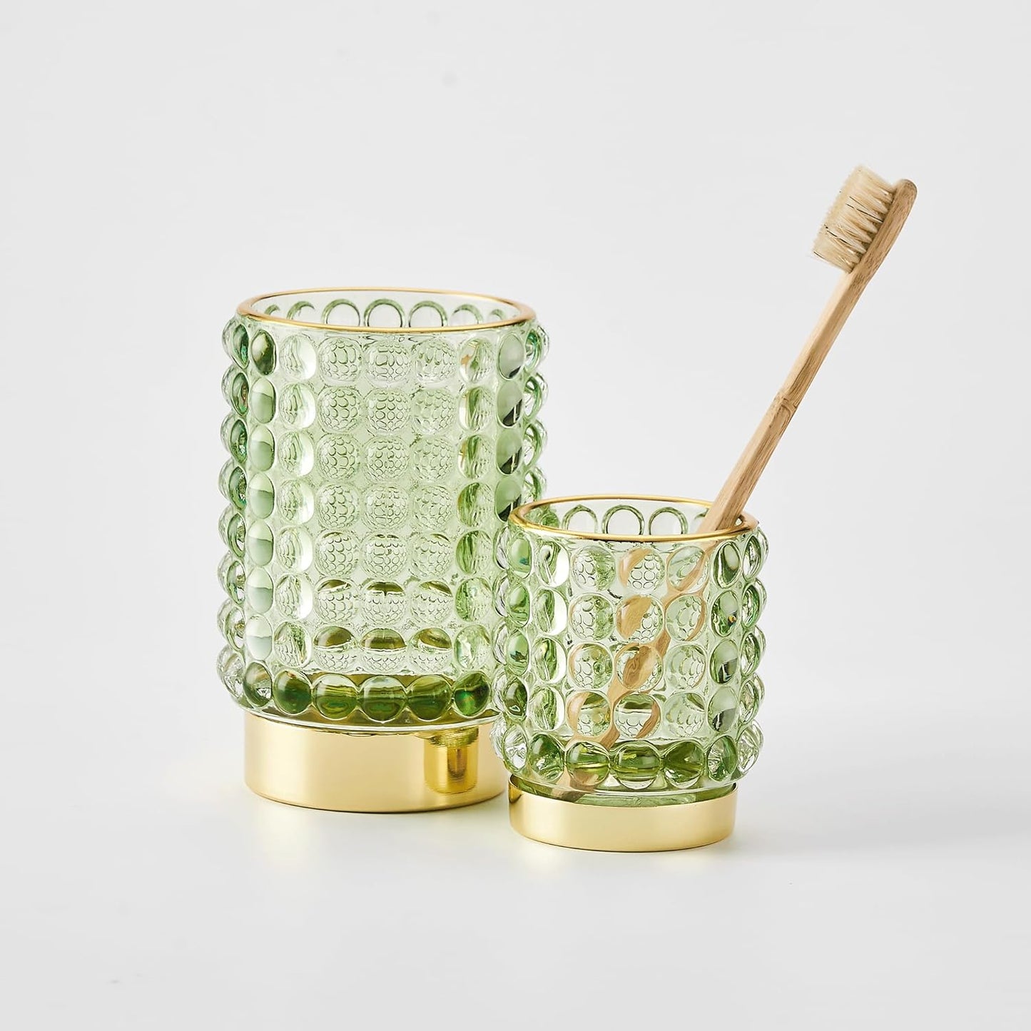 Makeup Brush Holder Organizer,Toothbrush Holders,Desk Pen Pencil Holder,Multifunctional Vintage Glass Brush Cup(A38-2-US/Green/L)