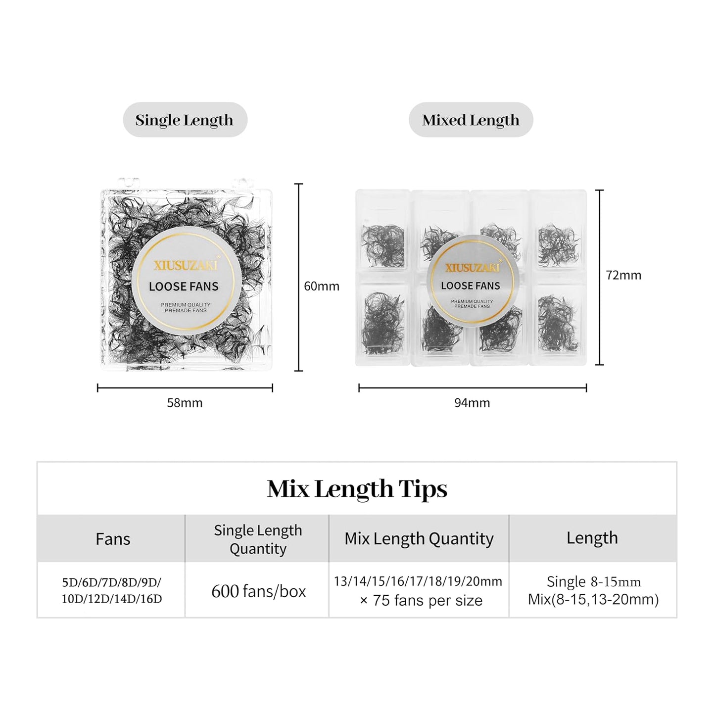 Premade Fans Eyelash Extensions 600 Fans 10D Premade Lash Fans Volume Lash Extensions 0.03 Thickness Eyelash Extension D Curl Mix 13-20mm Fluffy Soft Handmade Loose Fan(600Fans-10D-0.03-D,13-20mm)