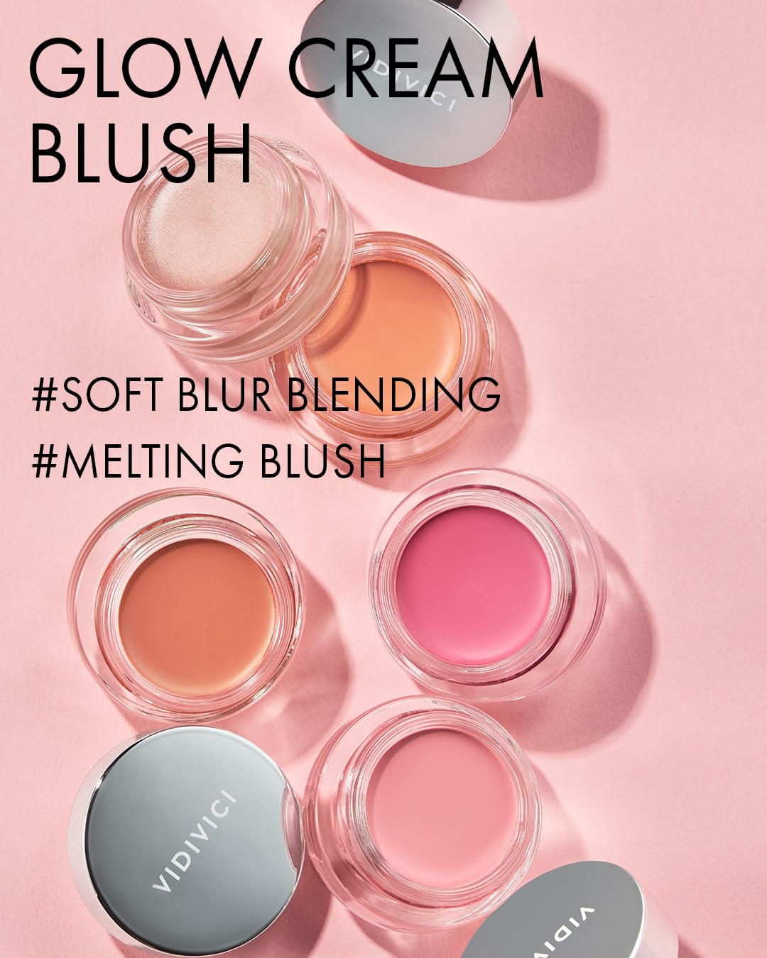 VIDIVICI Millennial Glow Cream Blush 01 Gardenic Pink - Creamy Face Cheek Blusher for Smooth & Silky Skin - Soft Satin Finish with Natural Color - For Fair to Light Skin Tone, 0.21 oz.