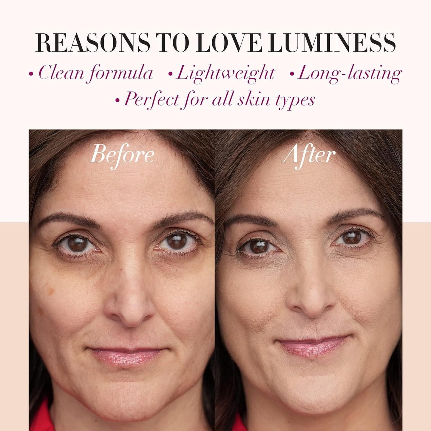 LUMINESS Silk Airbrush Spray Foundation & Buffing Brush Kit – Full Coverage Foundation & Dual-Sided Buffing Brush - Buildable Coverage, Anti-Aging Formula Hydrates & Moisturizes (Shade - Tan)