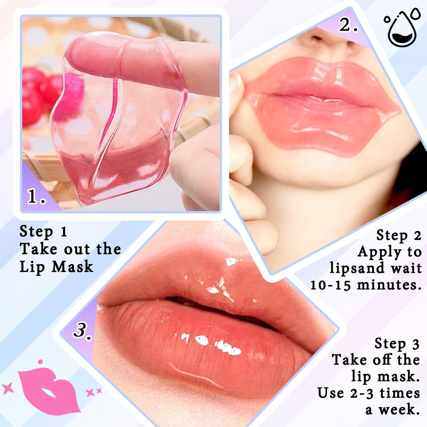 30PCS Moisturizing Lip Masks Set, Overnight Bulk Lip Patches, Long-lasting Hydrating Sleeping Lip Plumping Masks for Women 01