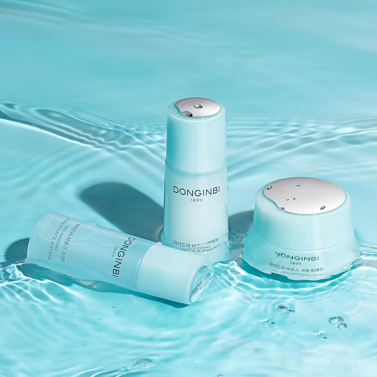 DONGINBI Red Ginseng Hydra Bounce Cream Fresh Travel Kit - Hydrating and Nourishing Skincare Set- Hydra Bounce Softener 15ml, Emulsion 15ml, Cream 7ml